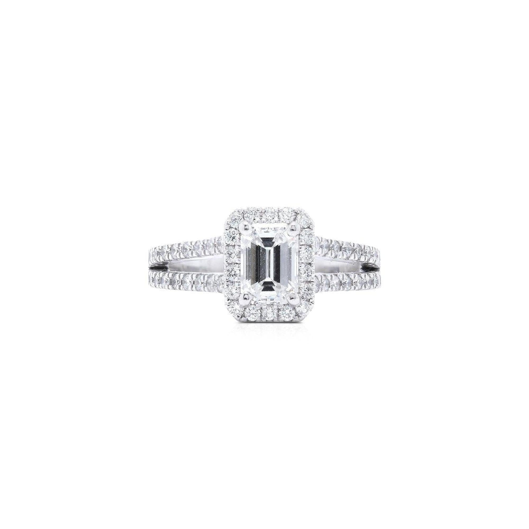 Halo Design 1.11 ct. Emerald Cut Diamond Engagement Ring
