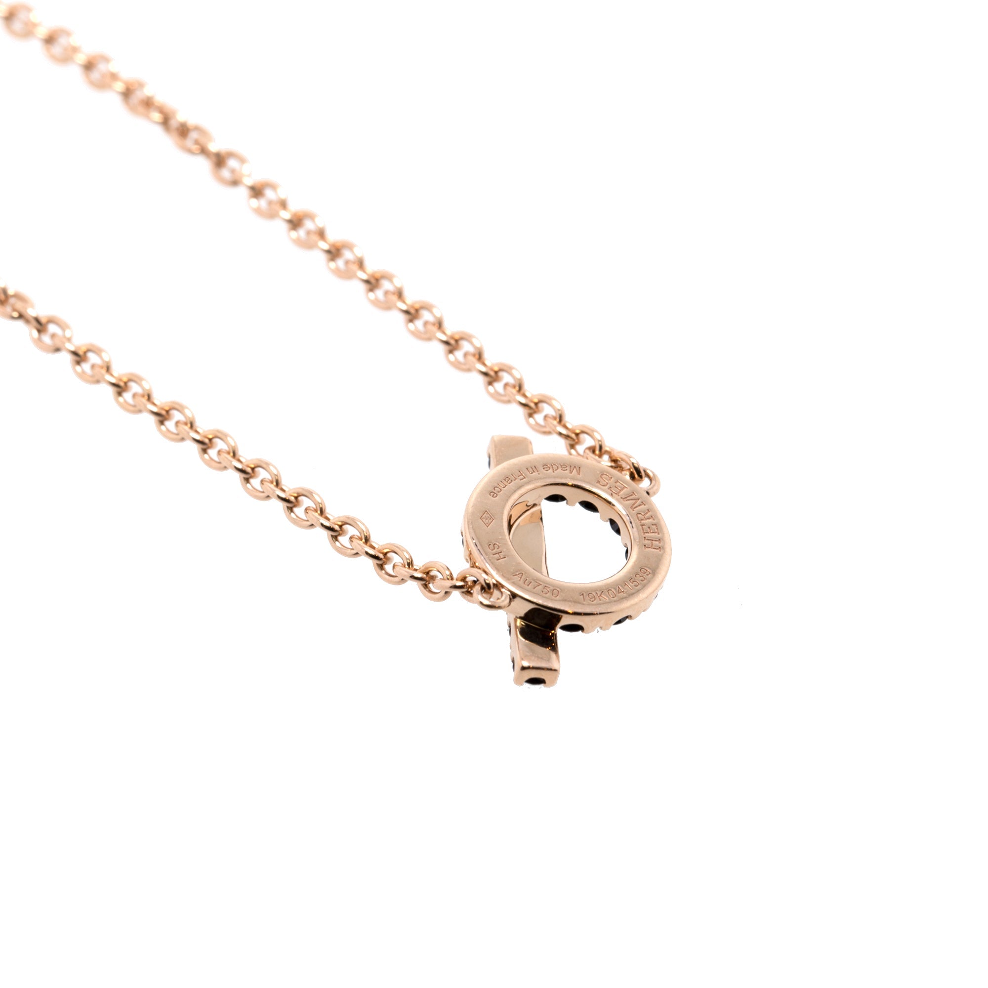 Hermes 18k Rose Gold Black Spinel Finesse Bracelet w/ Box