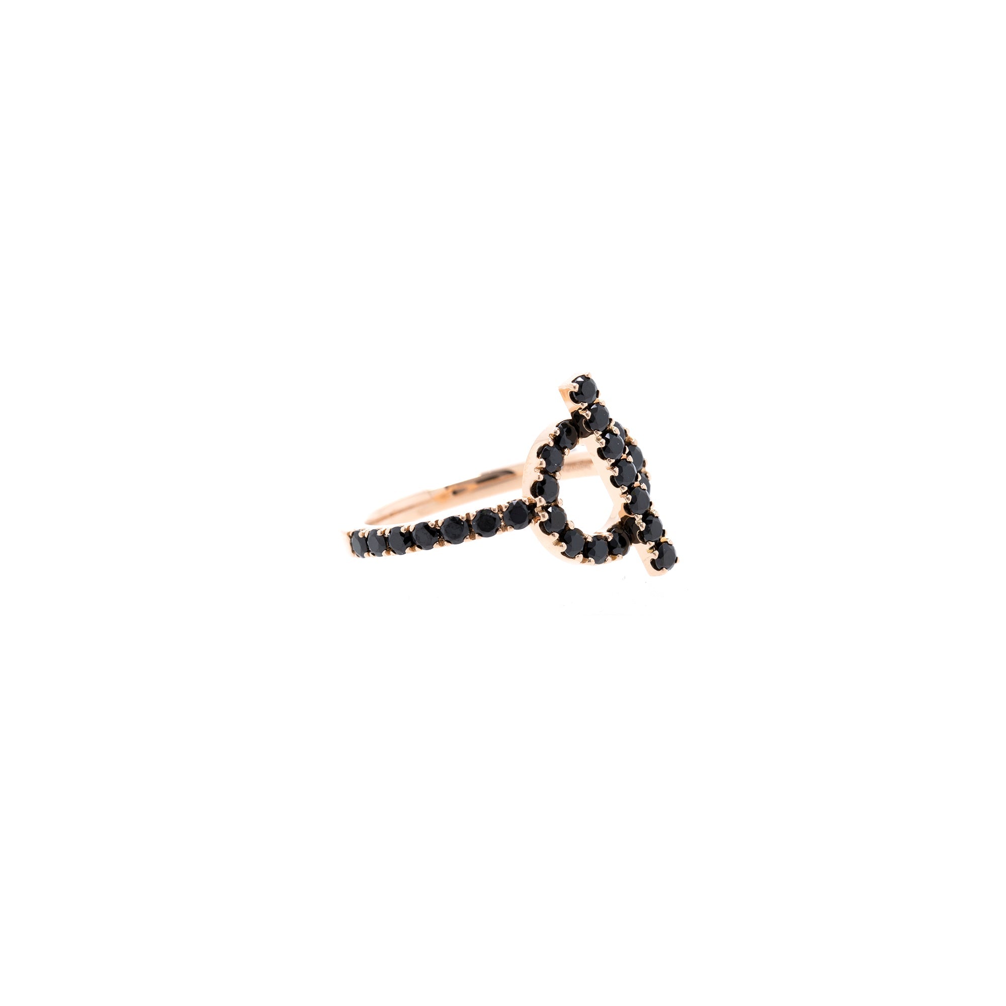Hermes 18k Rose Gold Black Spinel Finesse Ring w/ Box