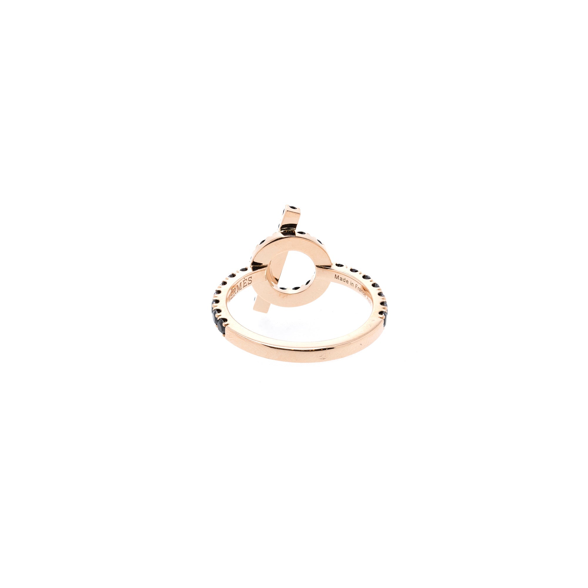Hermes 18k Rose Gold Black Spinel Finesse Ring w/ Box