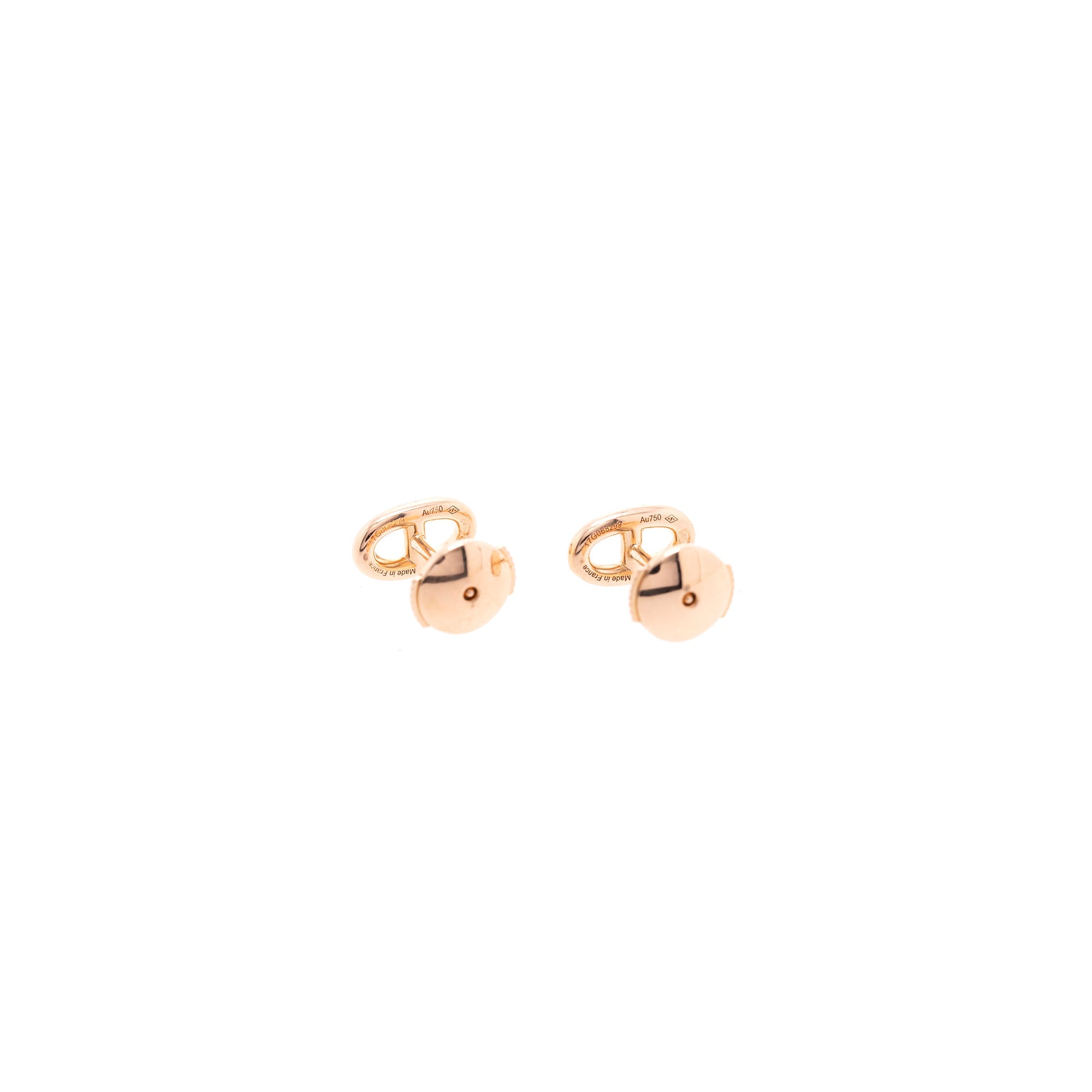 Hermes 18k Rose Gold Chaine D'Ancre Stud Earrings w/ Box