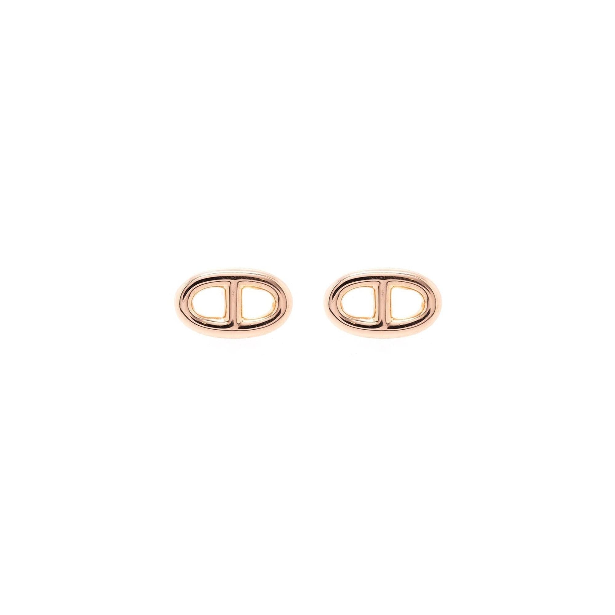 Hermes 18k Rose Gold Chaine D'Ancre Stud Earrings w/ Box