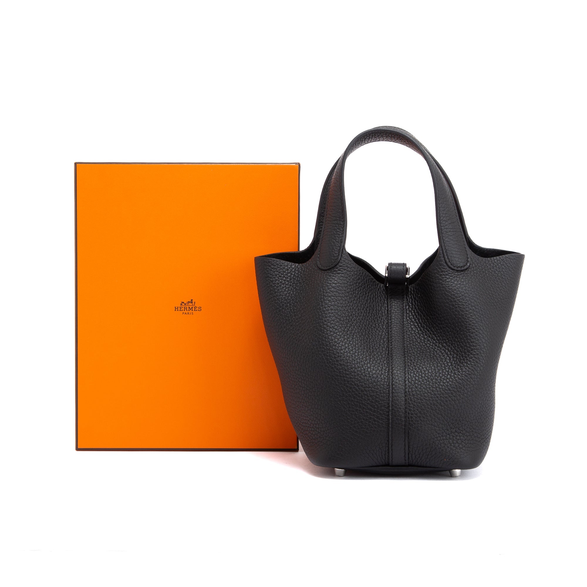 Hermes 2021 Black Taurillon Clemence Picotin Lock 18 w/ Box
