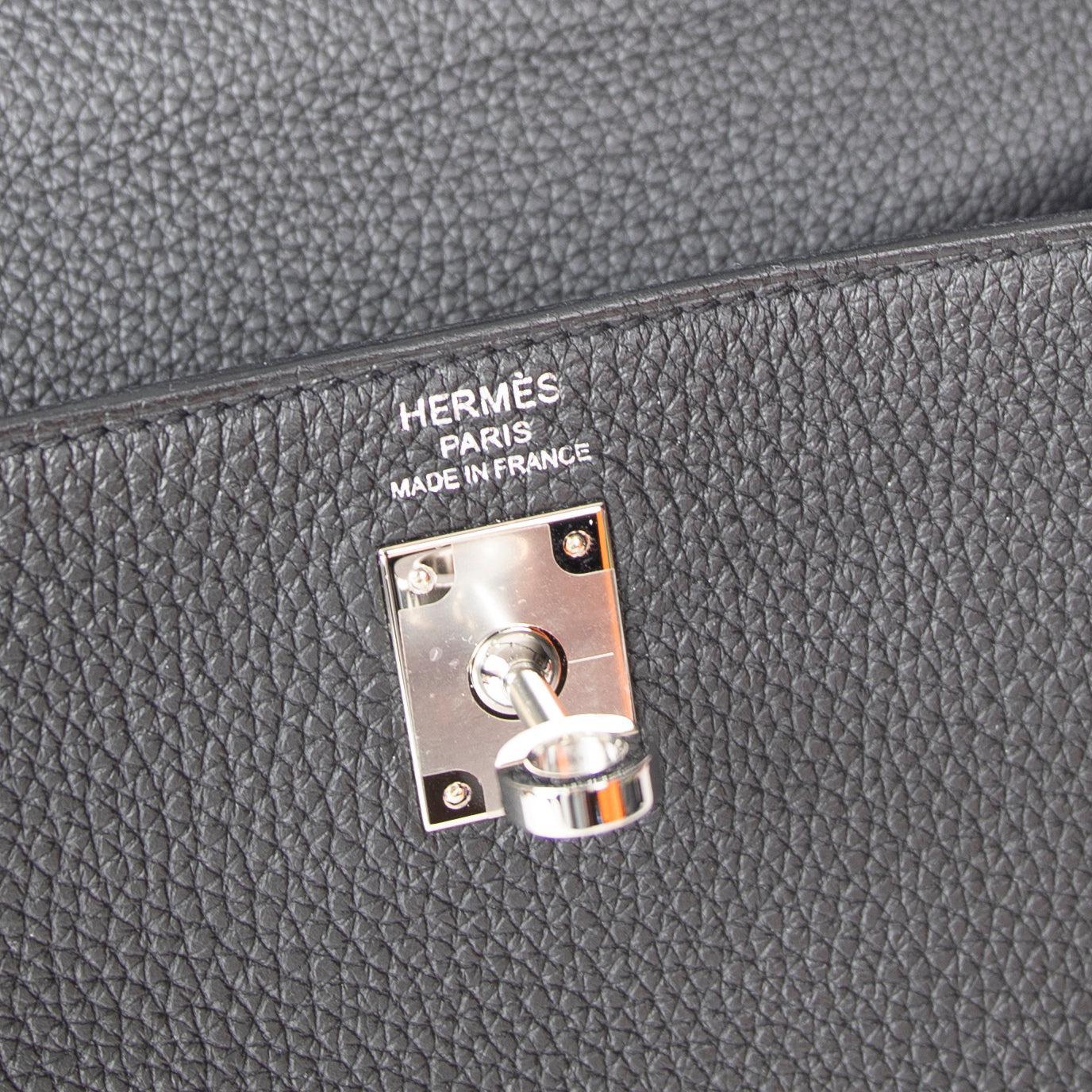 Hermes 2021 Black Togo Kelly II Retourne 25 w/ Box