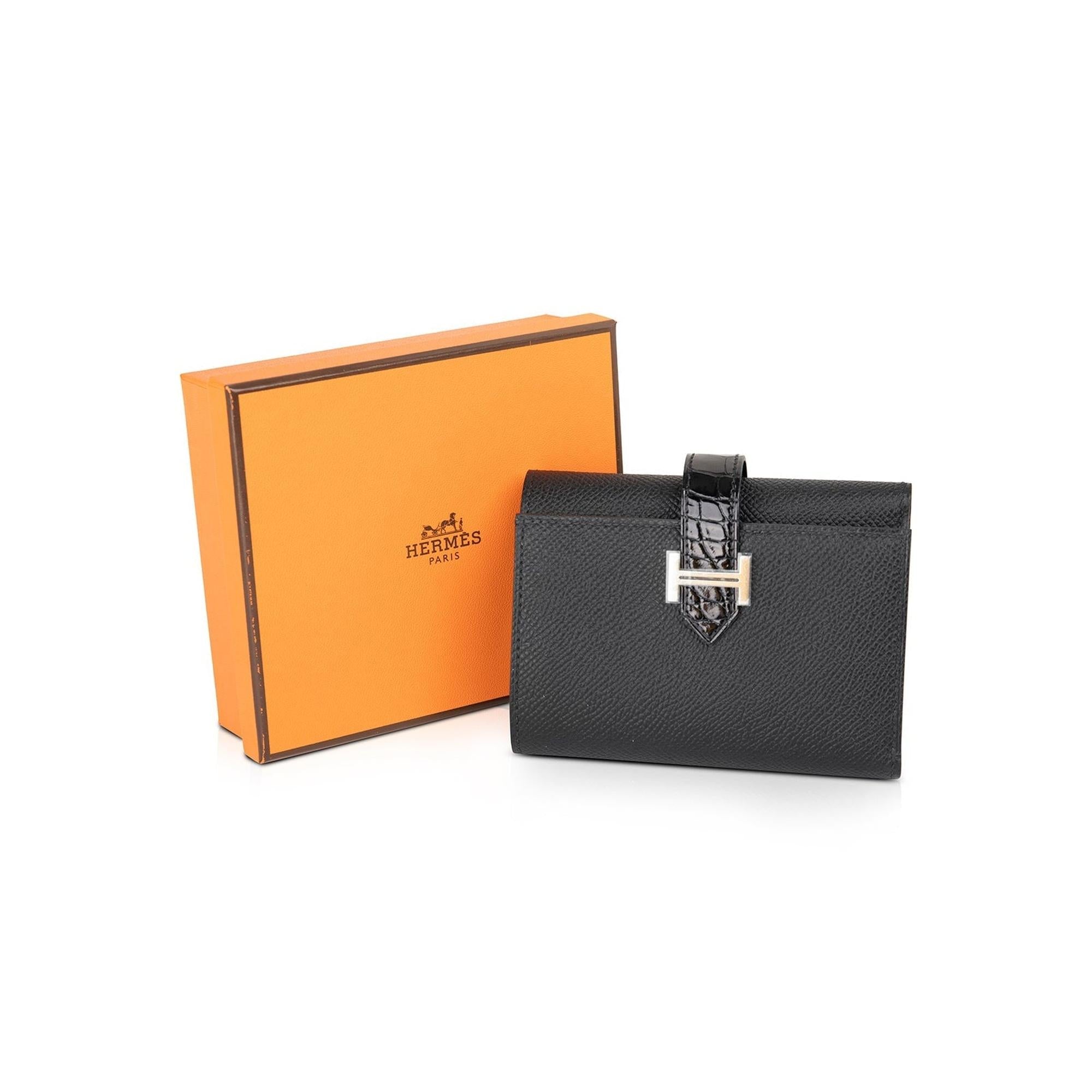 Hermes 2021 Epsom & Alligator Portefeuille Bearn Combine Wallet w/ Box