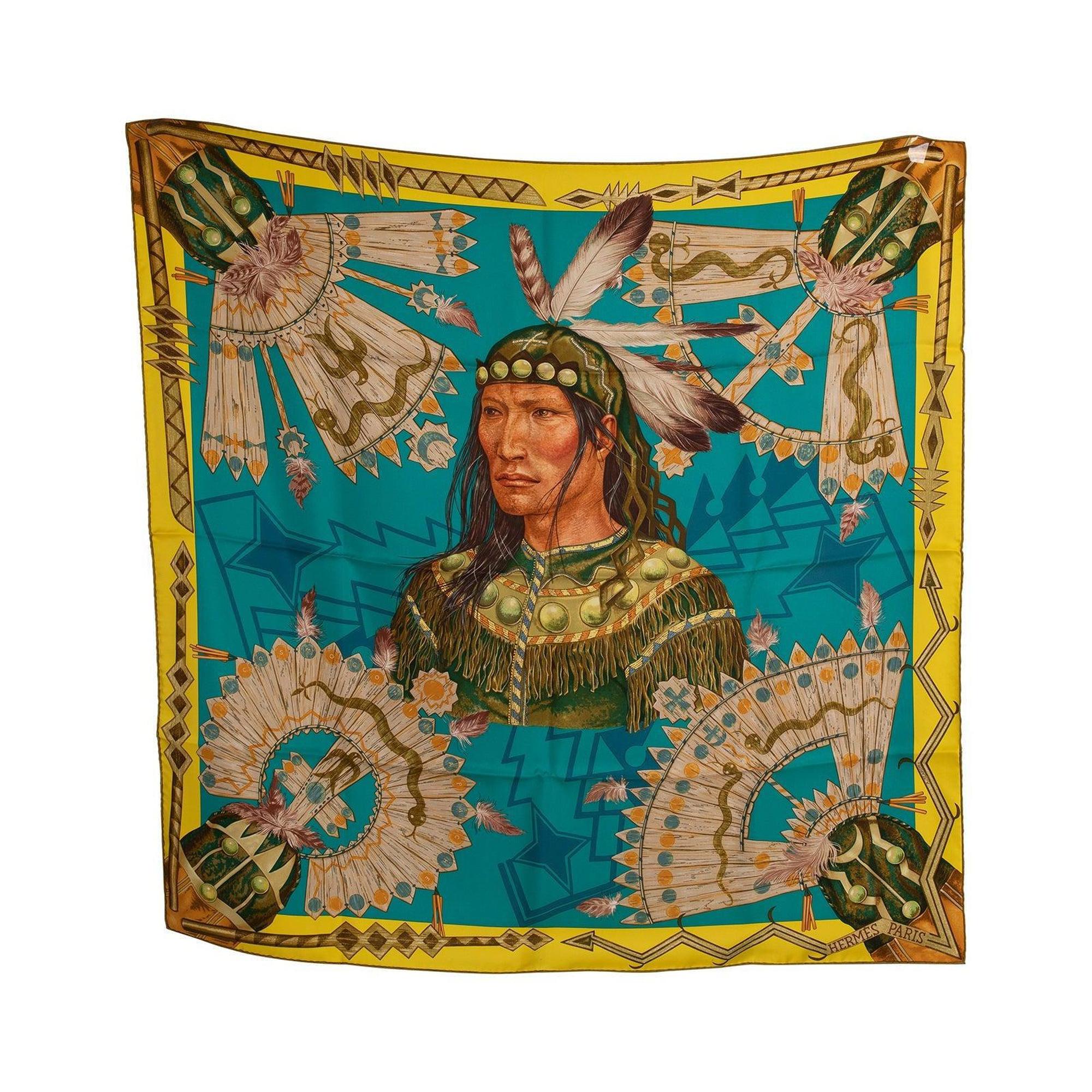 Hermes 'Apach ' Silk Scarf 90 w/ Box