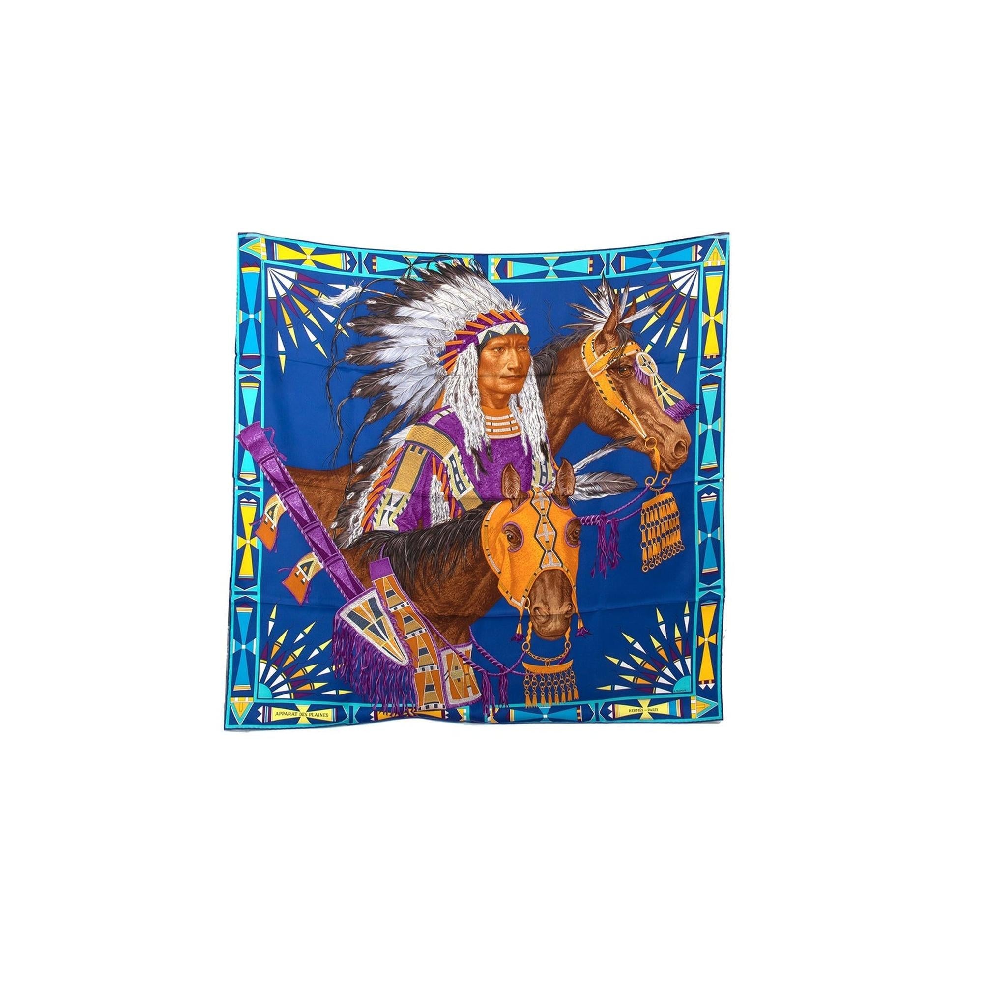 Hermes 'Apparat Des Plaines' Silk Scarf w/ Box