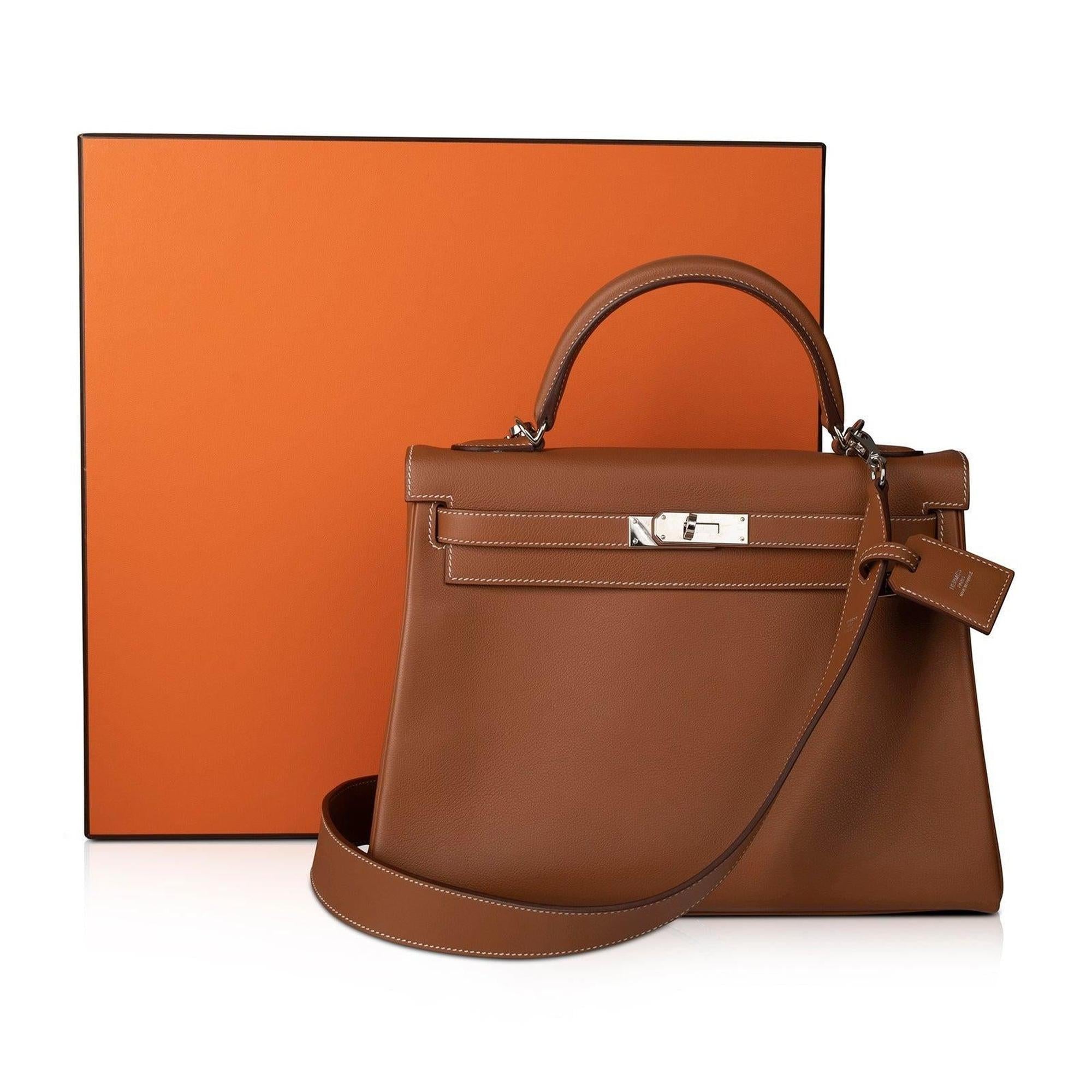 Hermes Barenia Kelly Retourne 32 w/ Wide Kelly Strap & Box