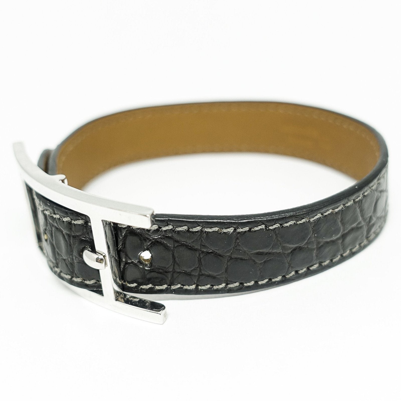 Hermes Black Crocodile Hapi Bracelet
