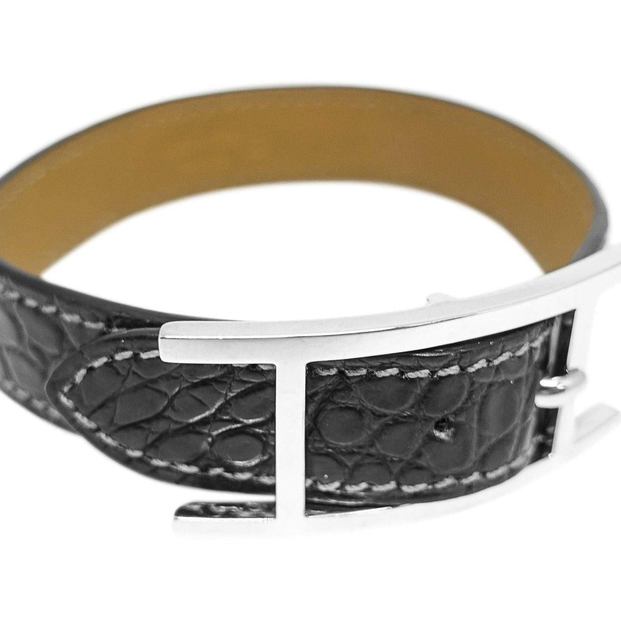 Hermes Black Crocodile Hapi Bracelet