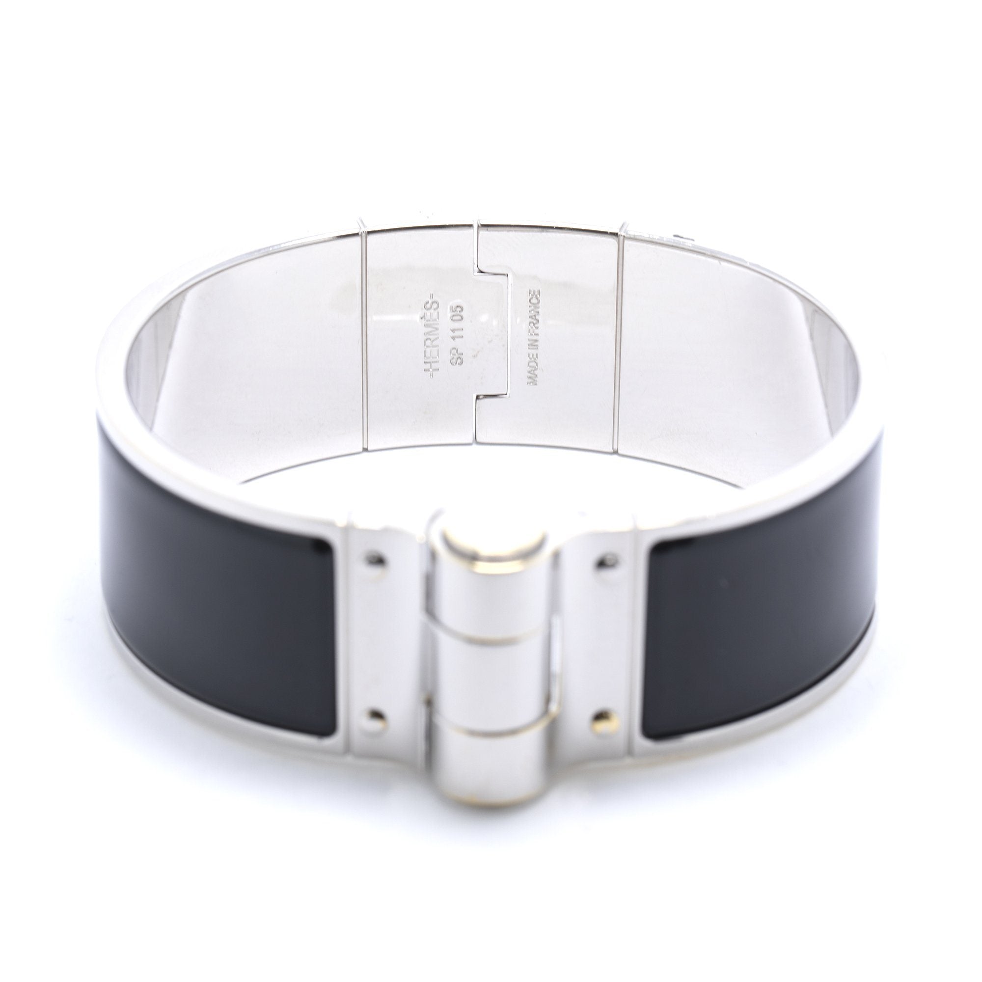 Hermes Black Enamel Hinged Bracelet