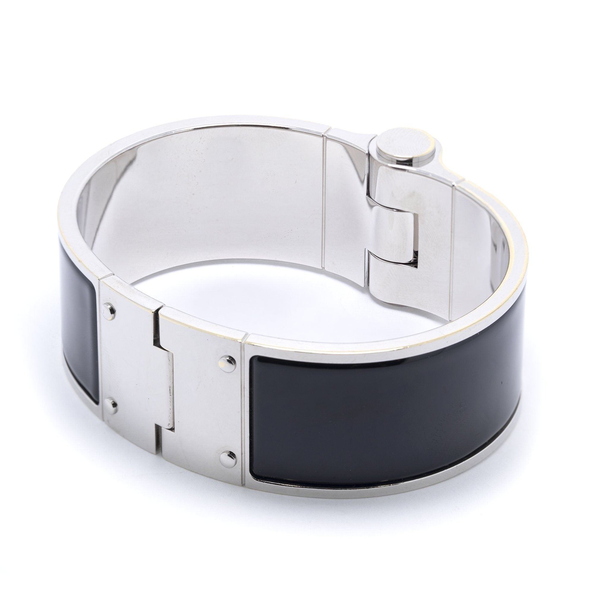 Hermes Black Enamel Hinged Bracelet