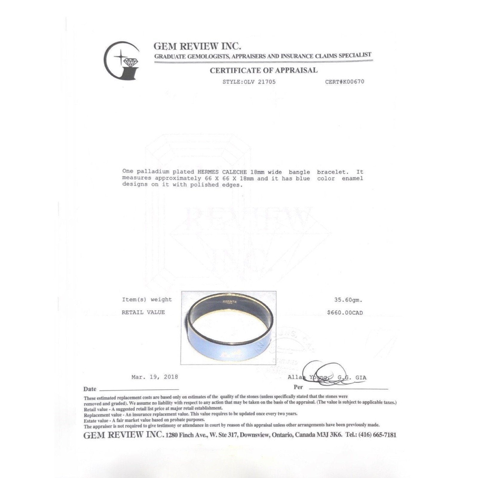 Hermes Caleche Bangle Bracelet