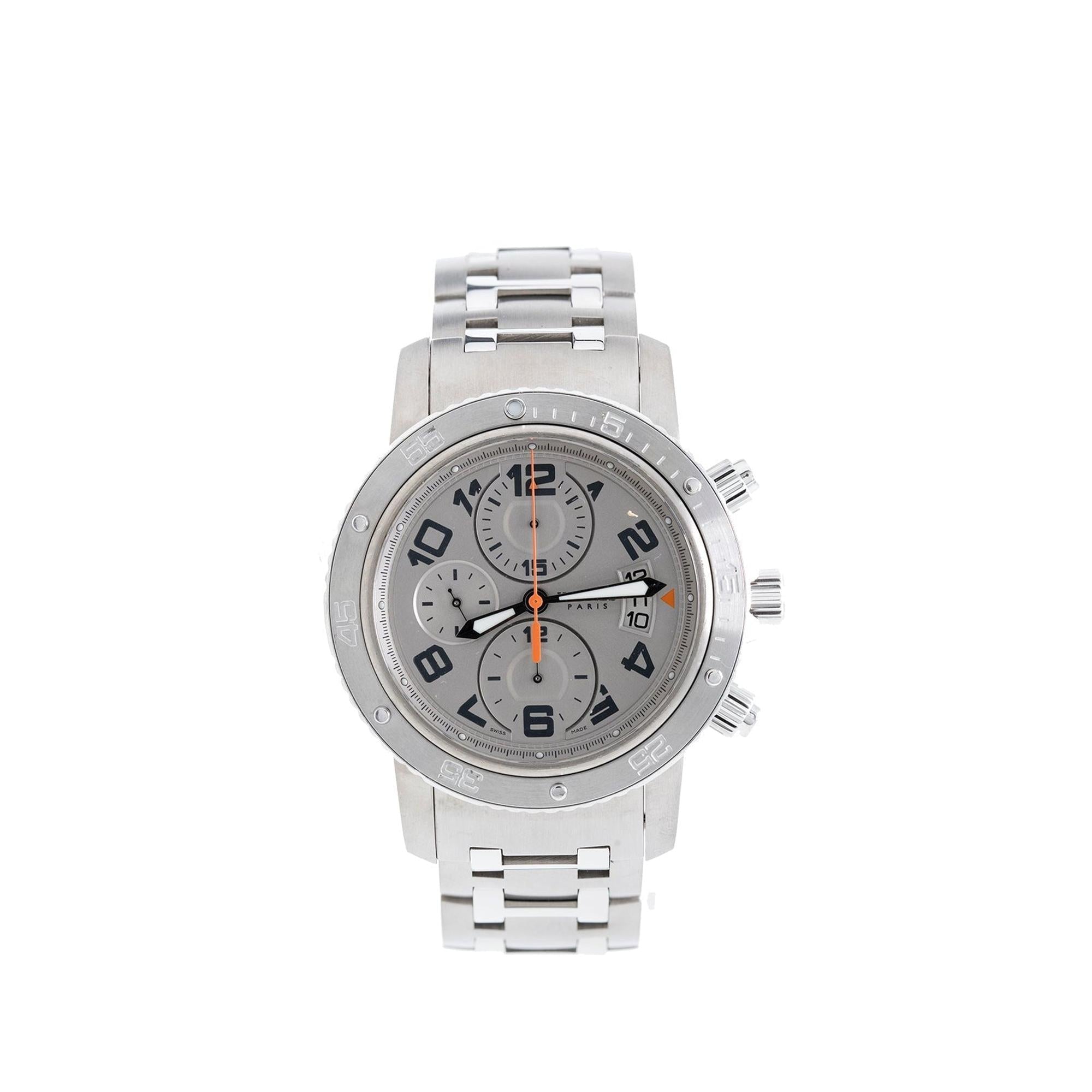 Hermes Clipper Chronograph Automatic 44 mm Watch w/ Box & Papers