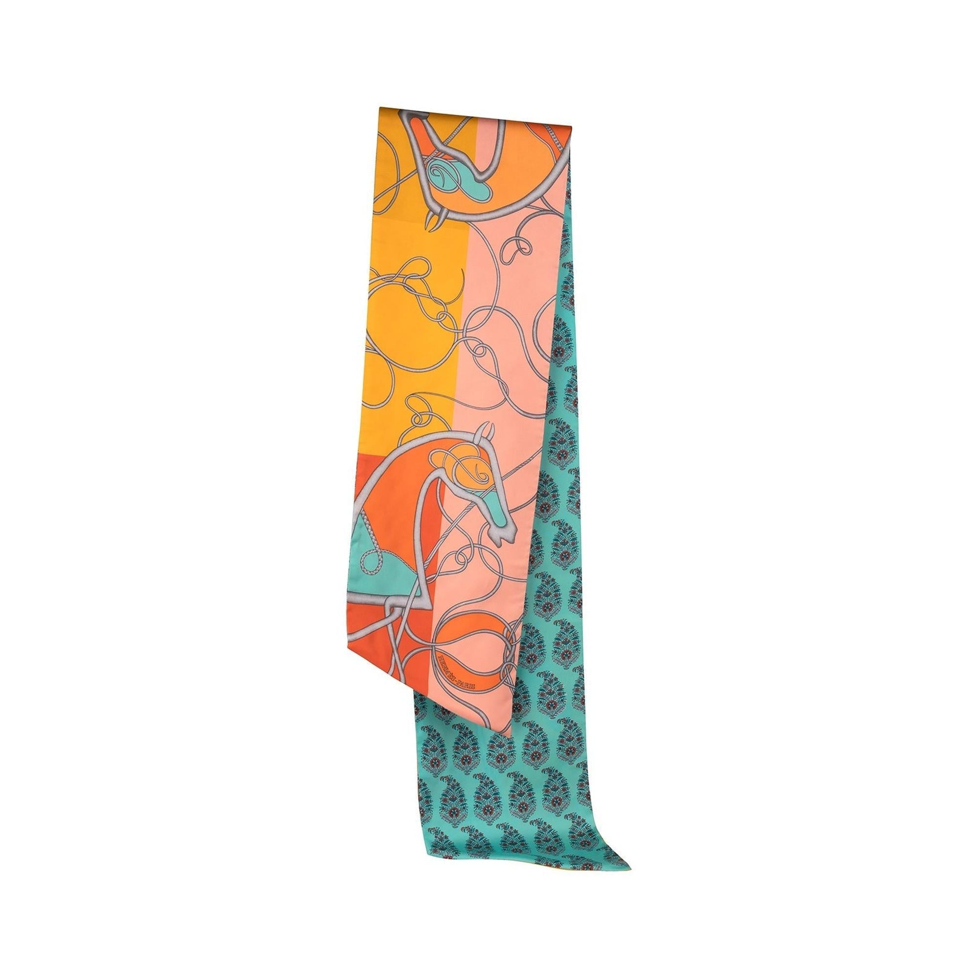 Hermes 'Coup De Fouet Au Bloc' Maxi-Twilly Cut Scarf w/ Box