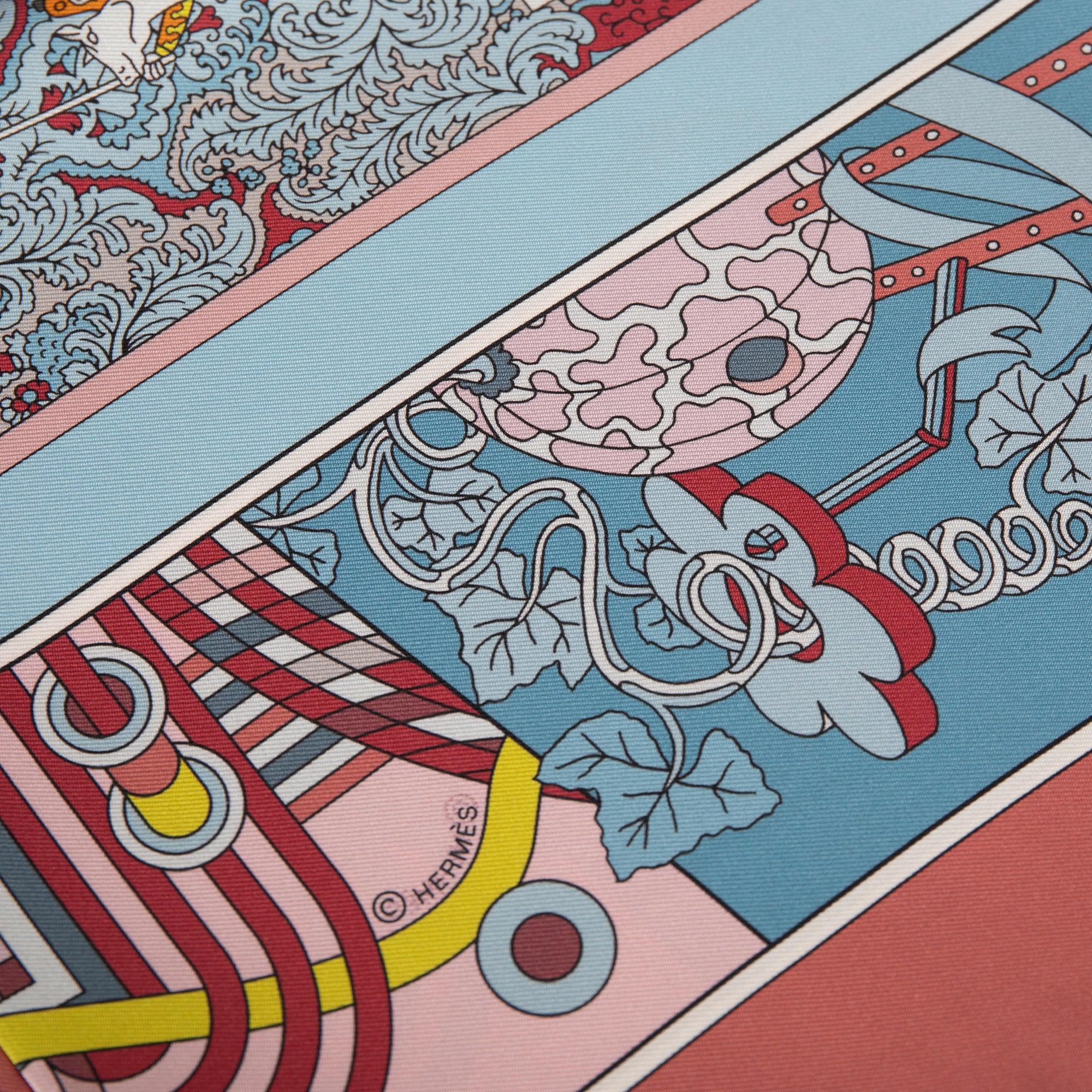 Hermes 'De L'Ombrelle Aux Duels Double Face' Silk Scarf w/ Box