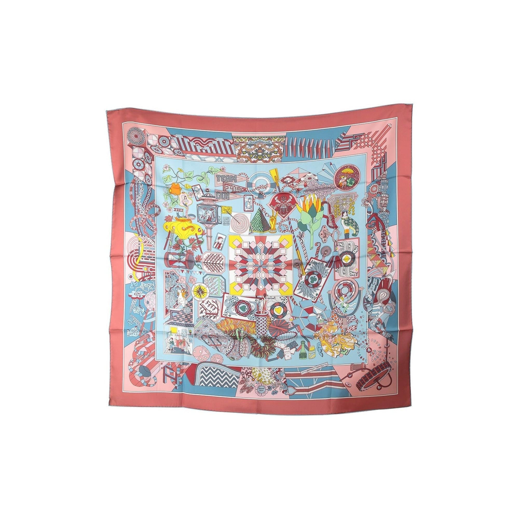 Hermes 'De L'Ombrelle Aux Duels Double Face' Silk Scarf w/ Box