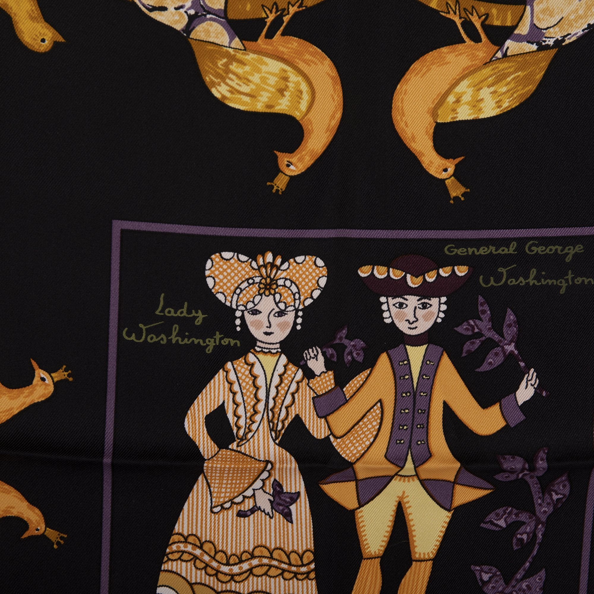 Hermes "Early America" Washington Print Silk Scarf