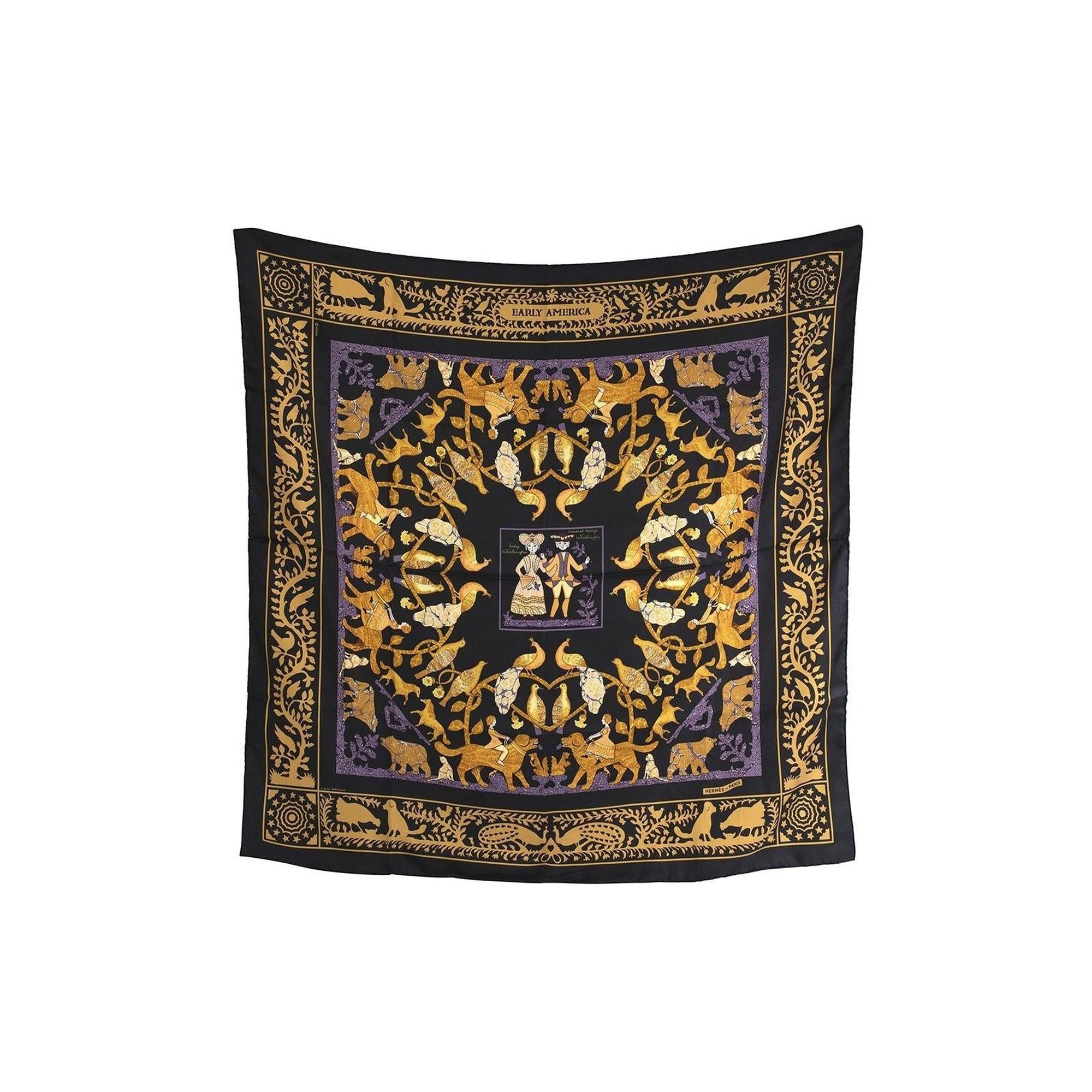 Hermes "Early America" Washington Print Silk Scarf