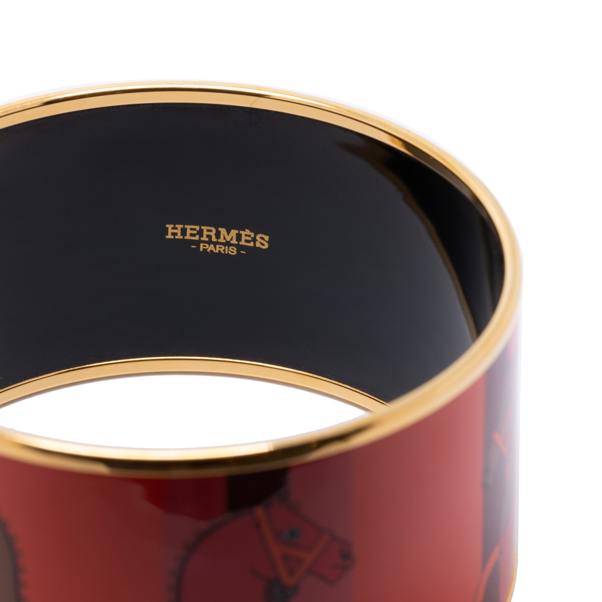Hermes Extra Wide Enamel Bangle Bracelet