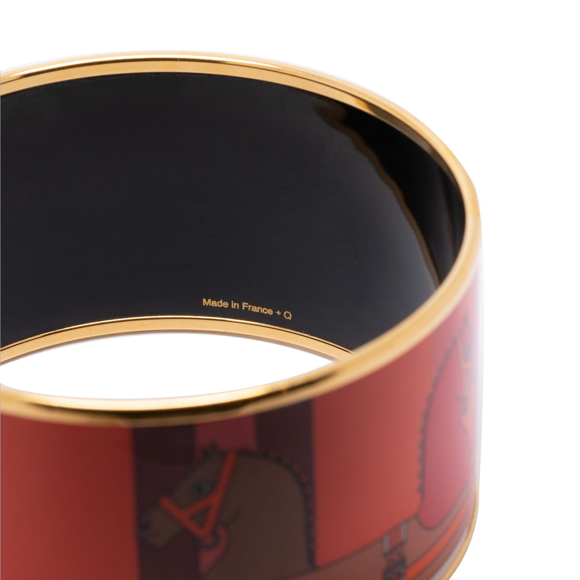 Hermes Extra Wide Enamel Bangle Bracelet