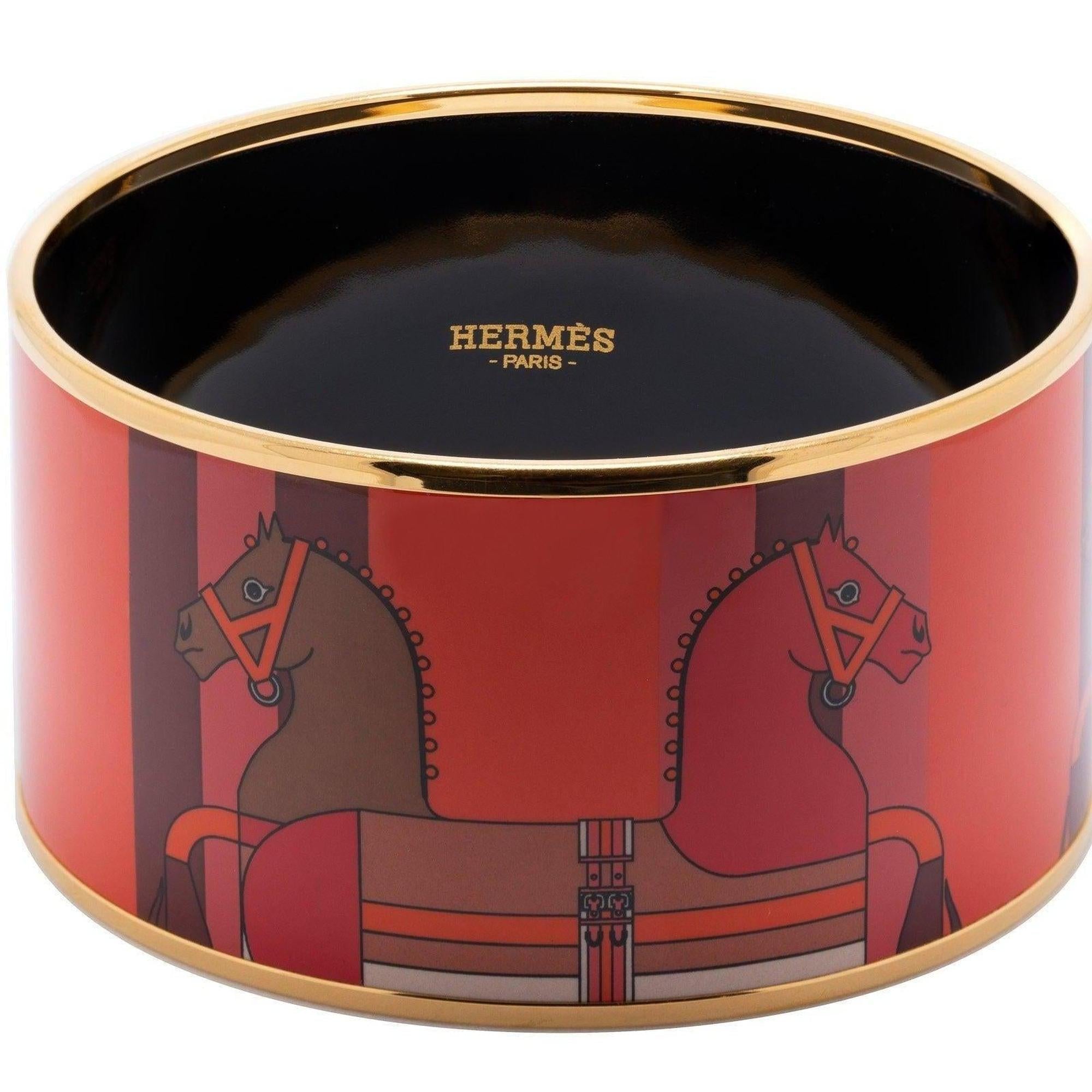 Hermes Extra Wide Enamel Bangle Bracelet