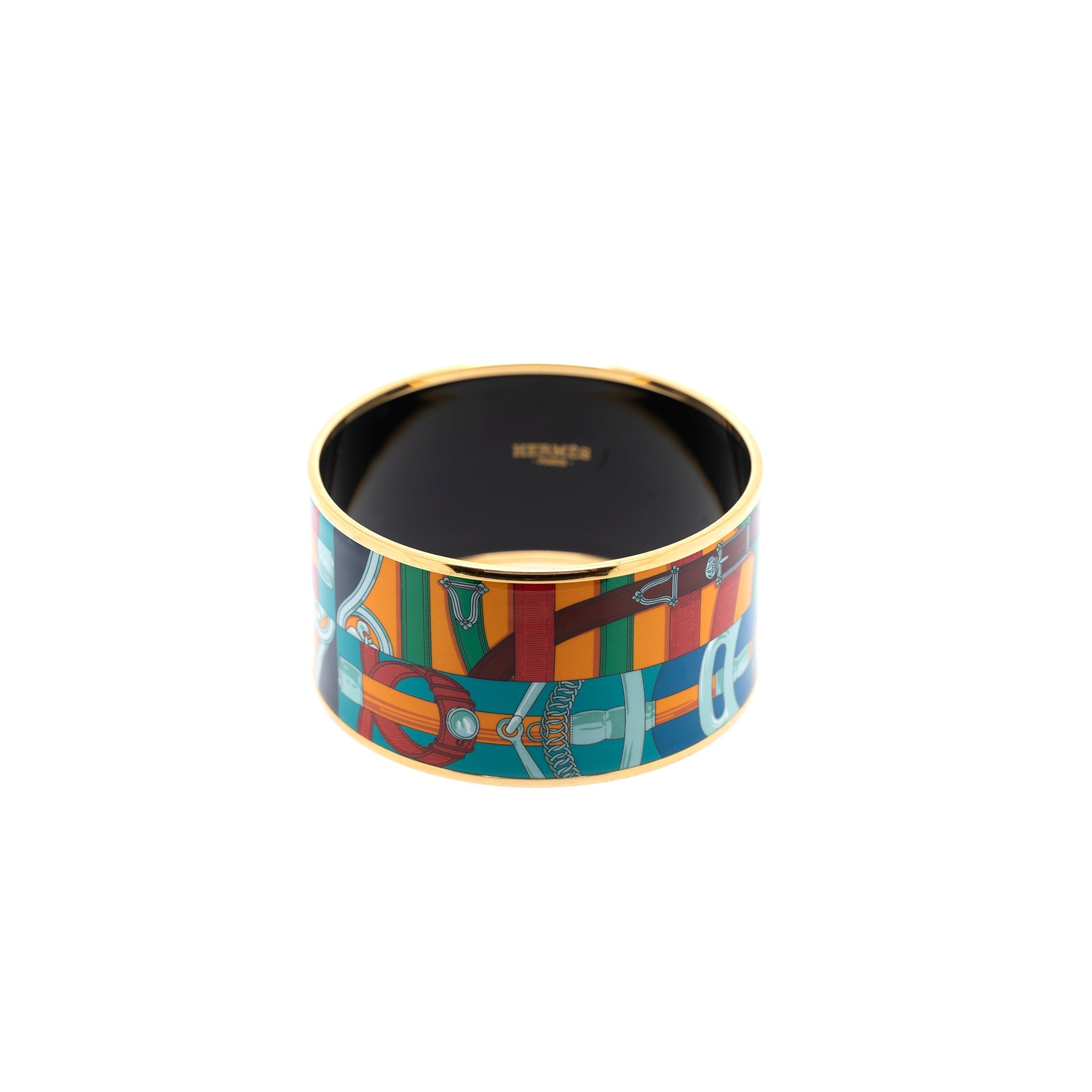 Hermes Extra Wide Enamel Bangle Bracelet