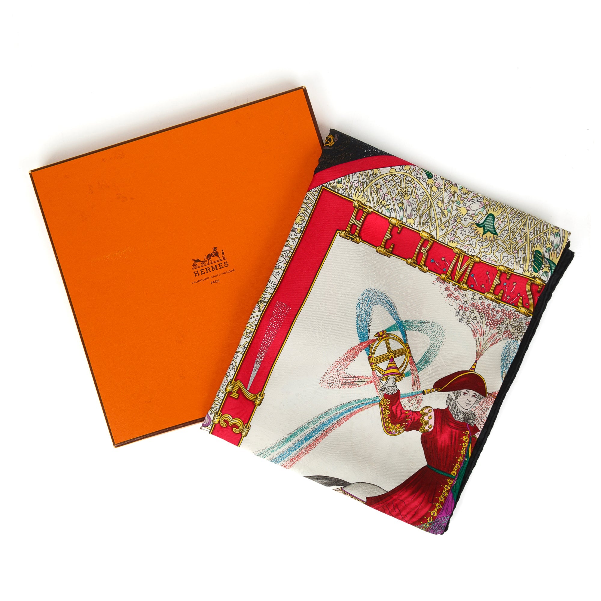 Hermes 'Feux D' Artifice' Silk Scarf 90 w/ Box