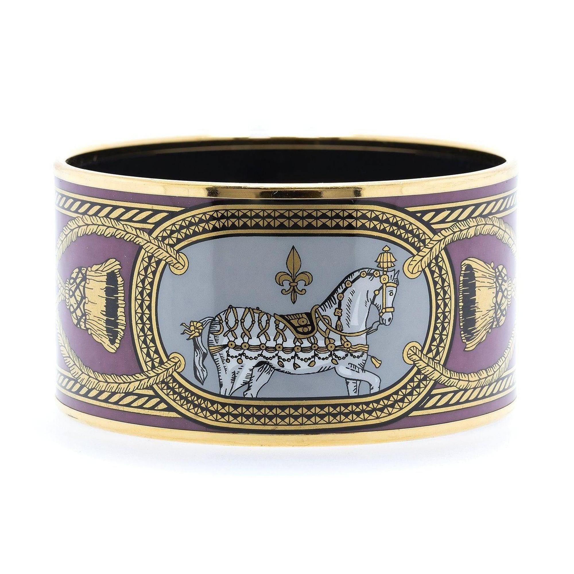 Hermes Grand Apparat Wide Enamel Bangle Bracelet