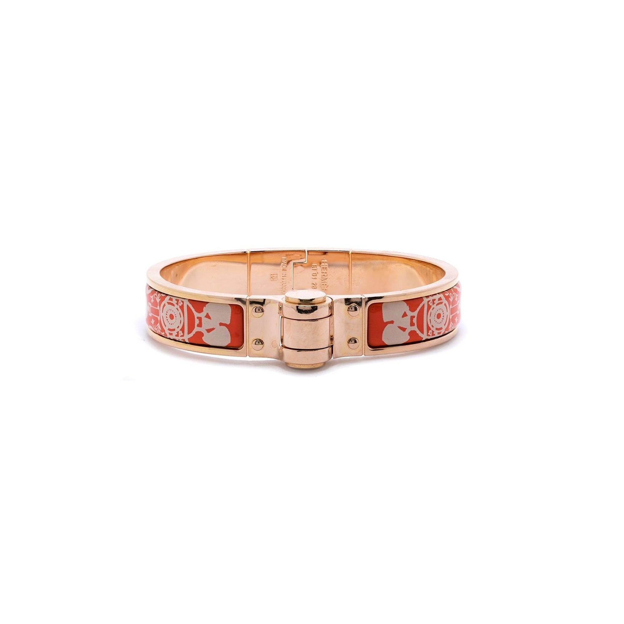 Hermes Hinged Enamel Bracelet