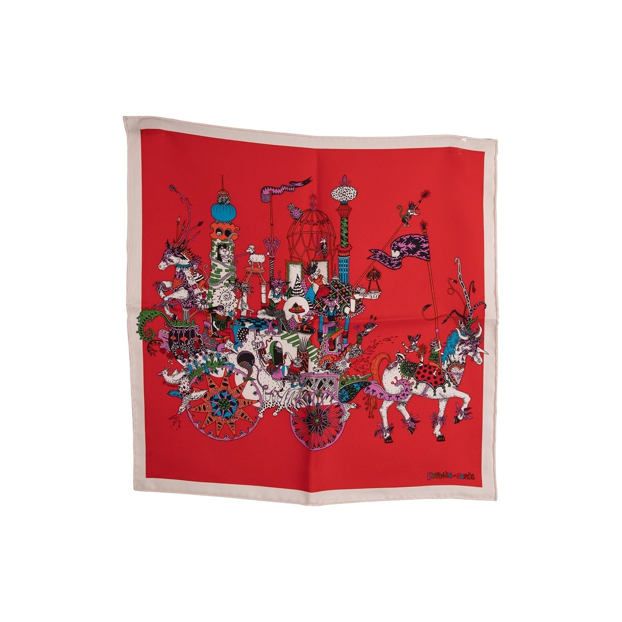 Hermes 'La Folle Parade' Silk Scarf w/ Box