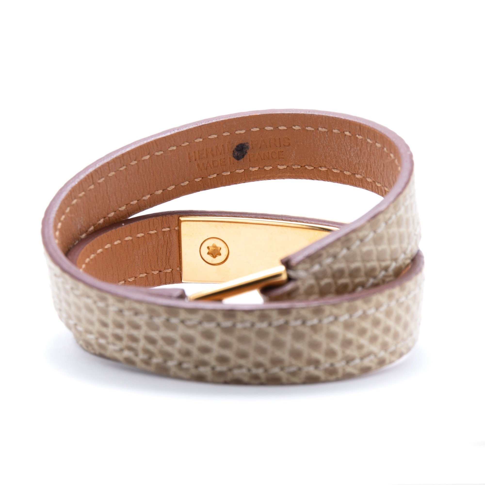 Hermes Lizard Rivale Double Tour Bracelet