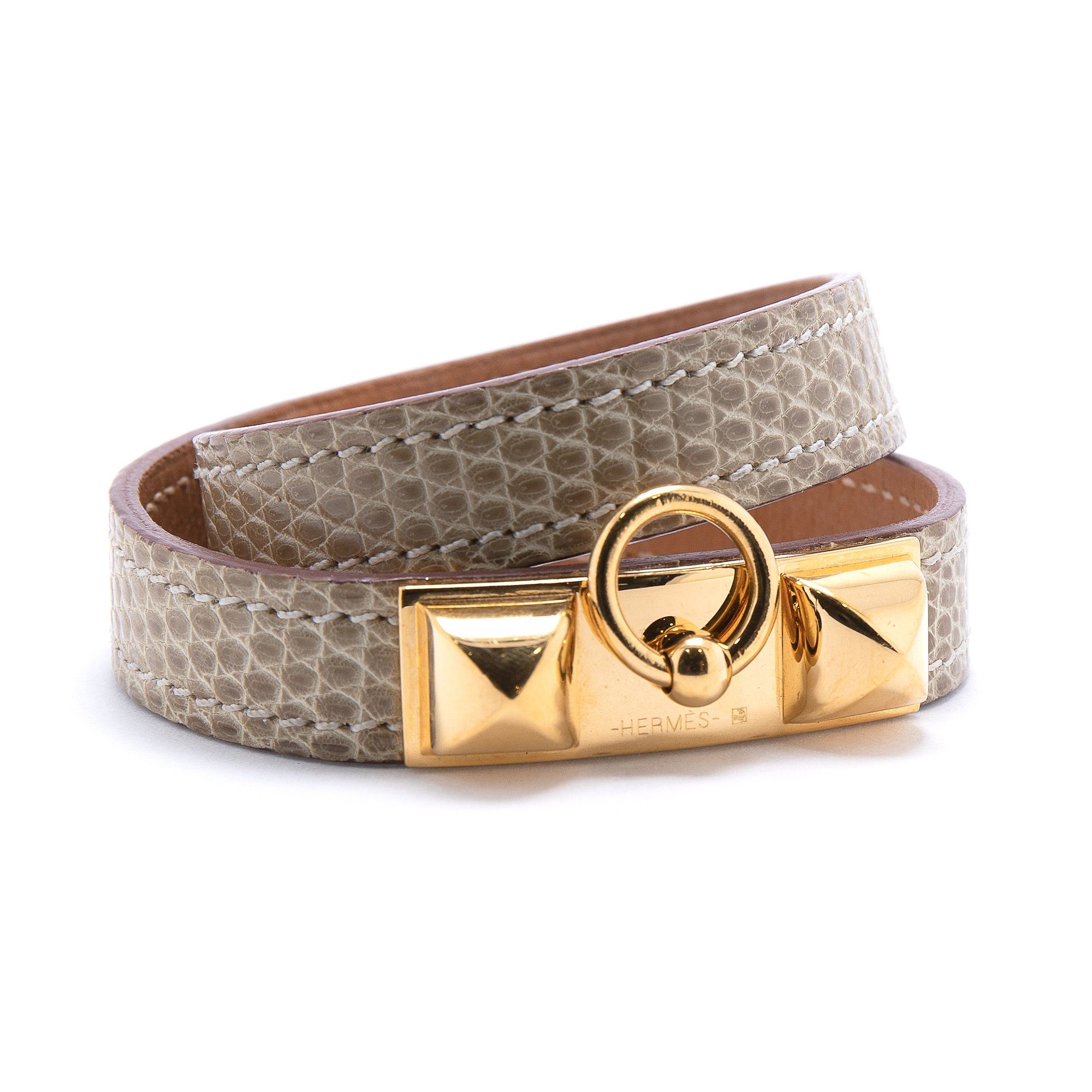 Hermes Lizard Rivale Double Tour Bracelet