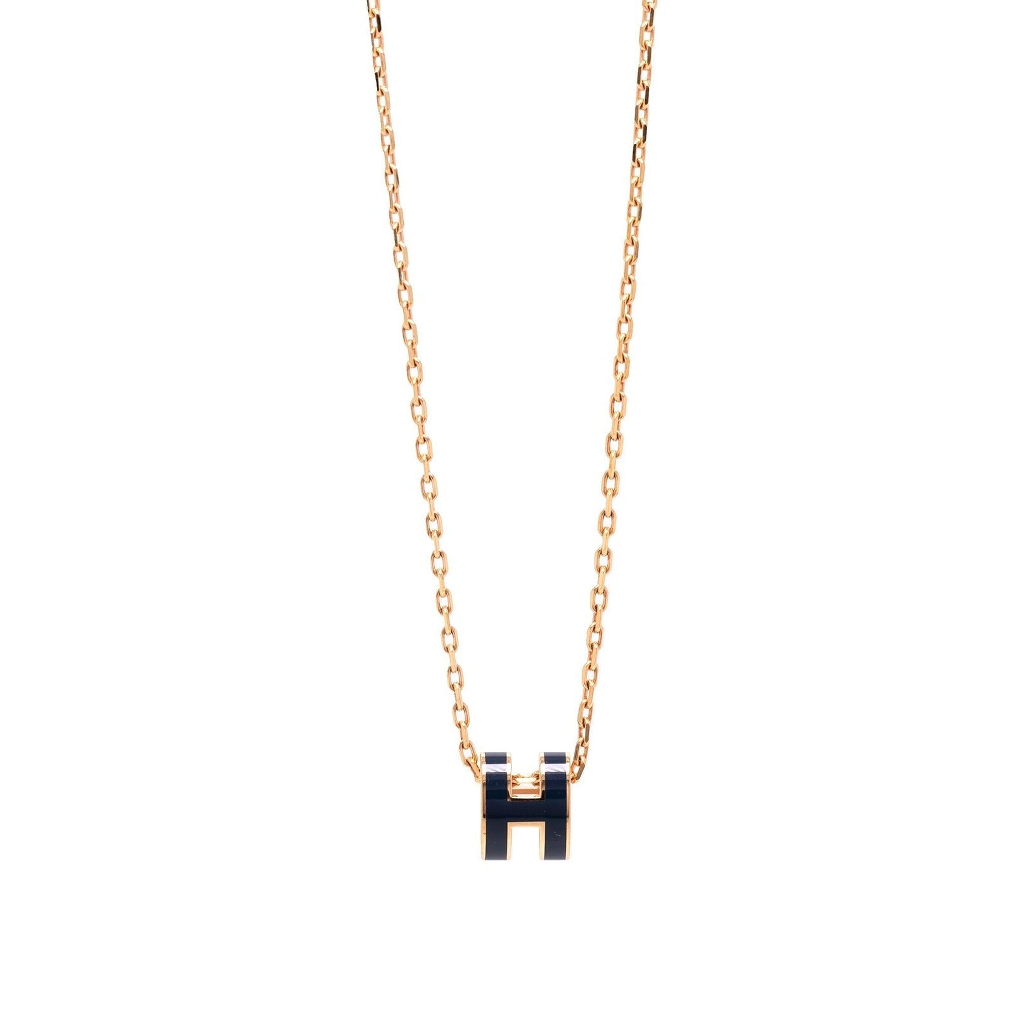 Hermes Mini Pop H Pendant Necklace w/ Box
