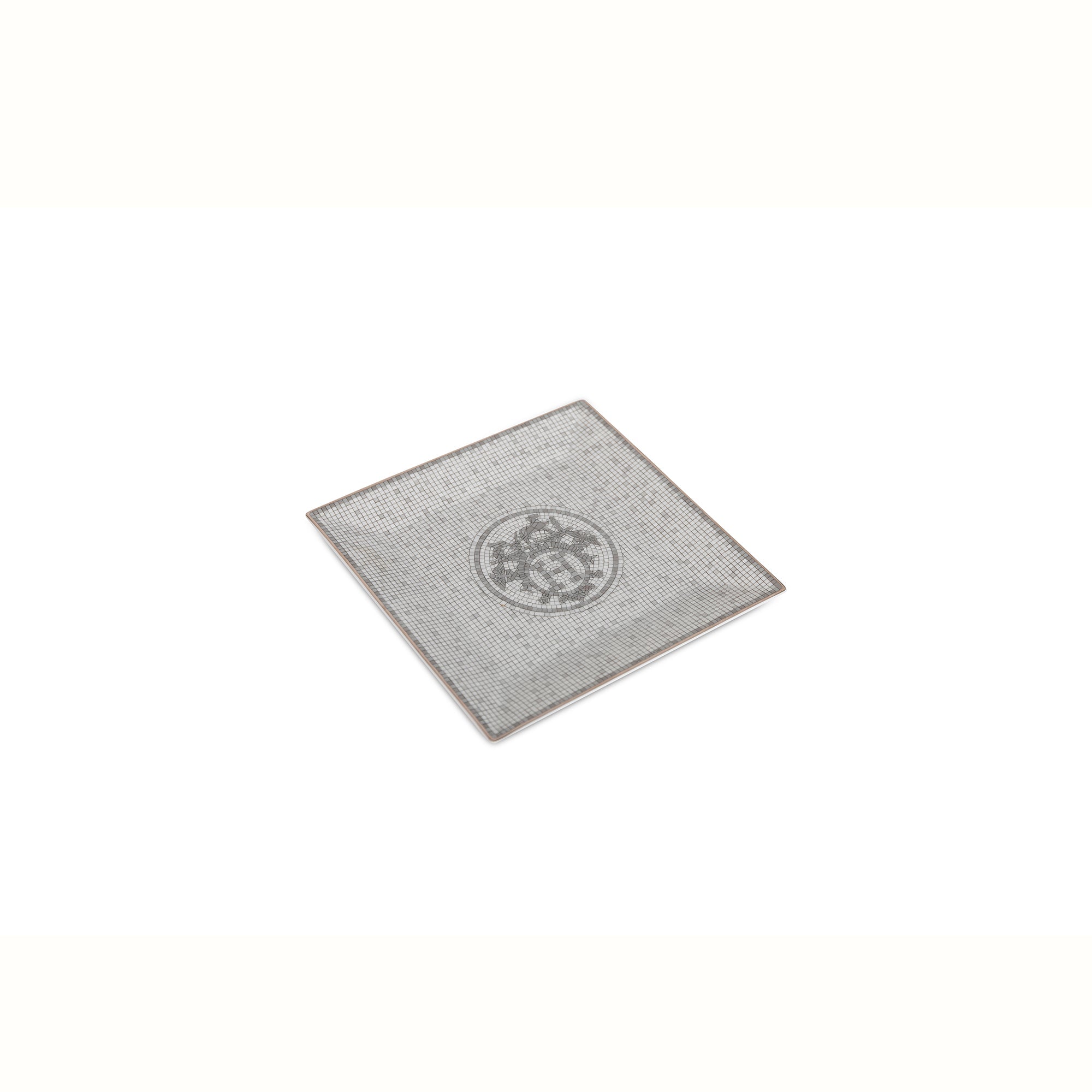 Hermes Mosaique Au 24 Platinum Square Plate w/ Box