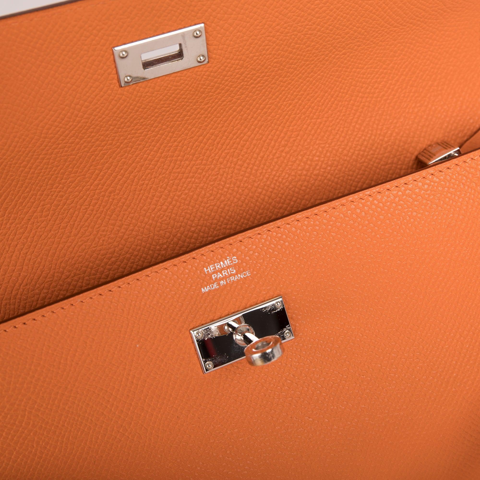 Hermes Orange Epsom Classic Kelly Wallet w/ Box