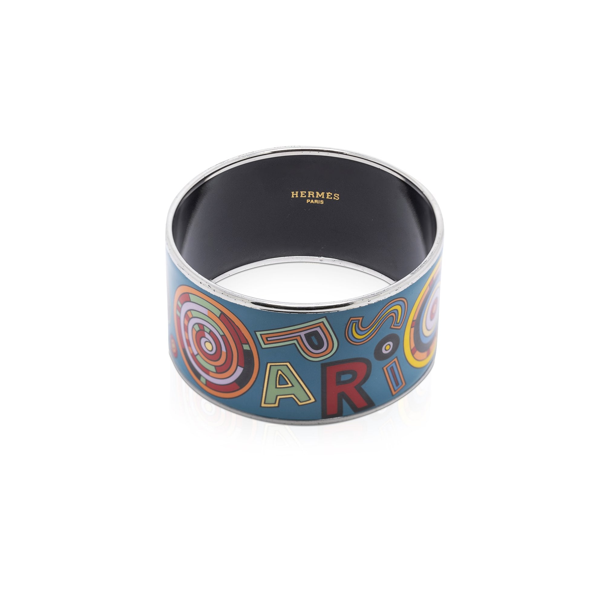 Hermes Paris 24 Wide Enamel Bangle Bracelet