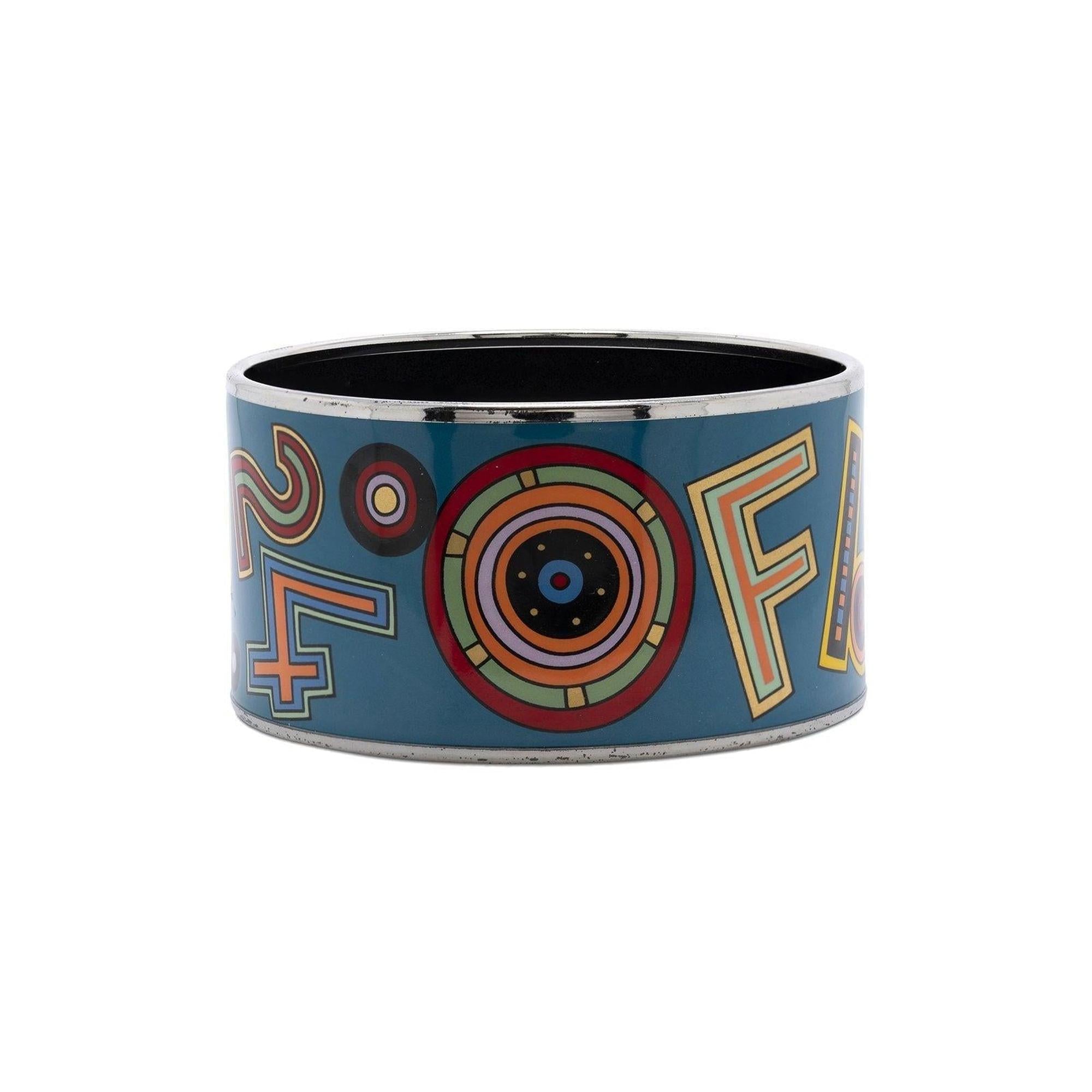Hermes Paris 24 Wide Enamel Bangle Bracelet