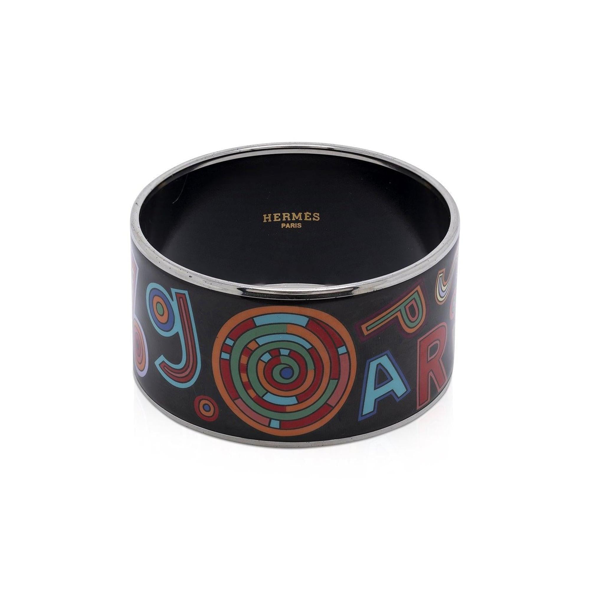 Hermes Paris 24 Wide Enamel Bangle Bracelet