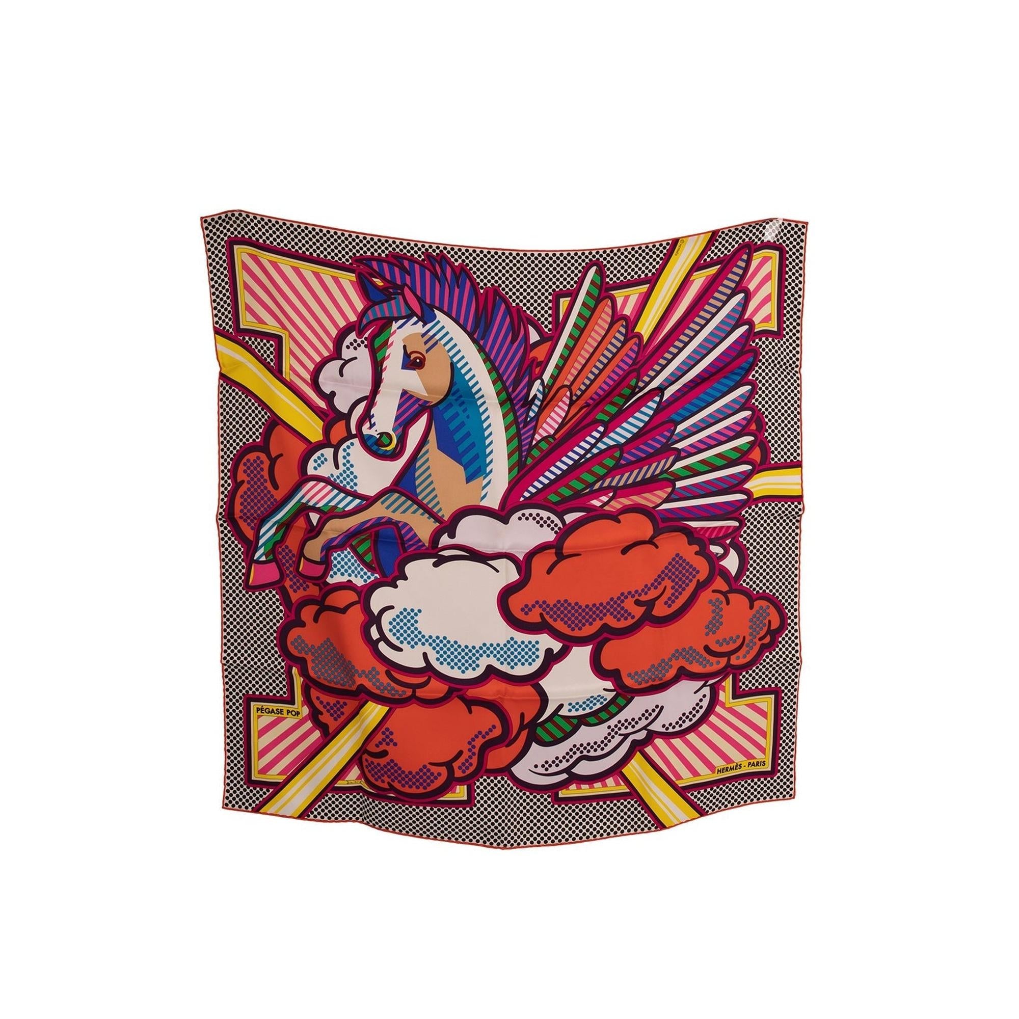 Hermes Pegase Pop Silk Scarf 70 w/ Box