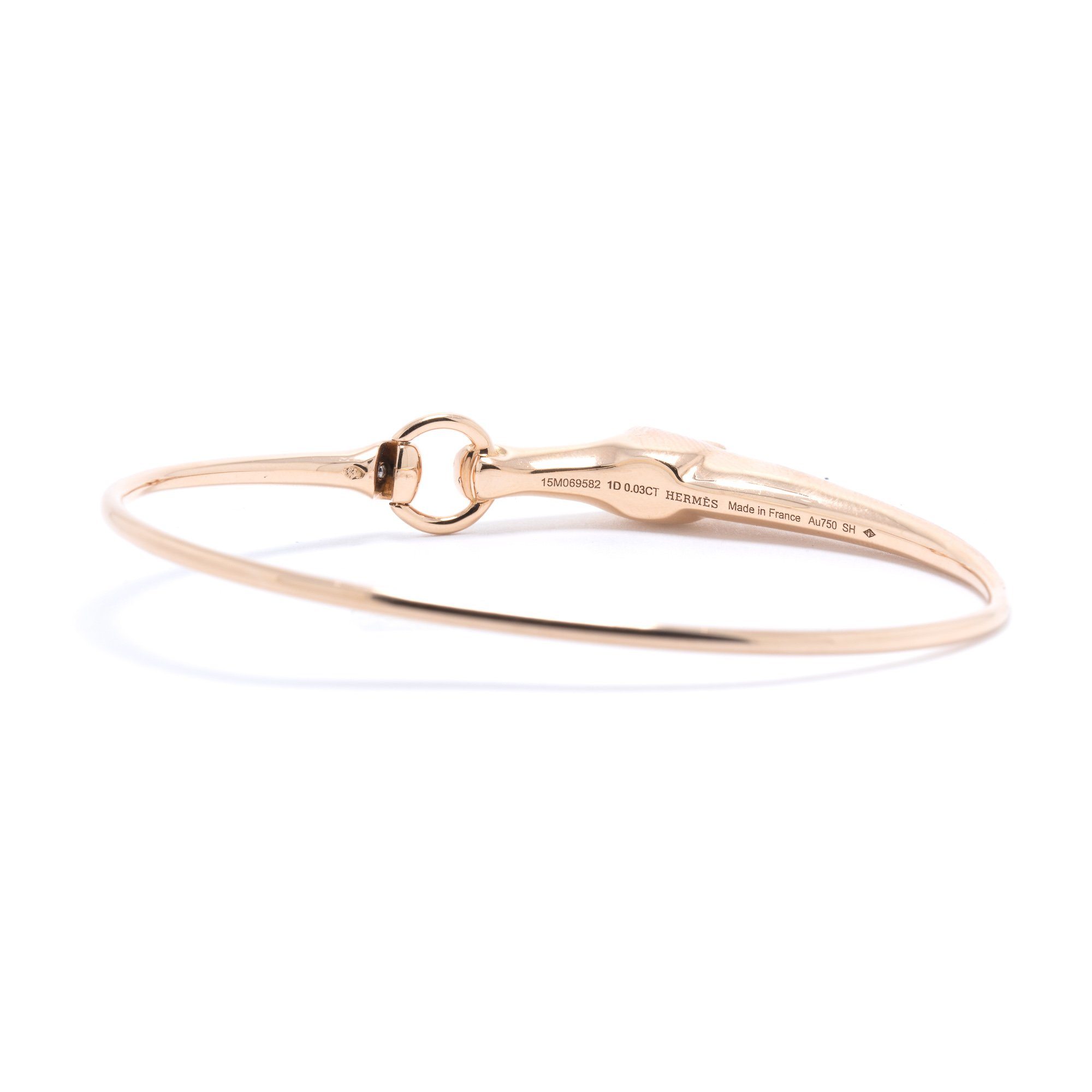 Hermes Rose Gold & Diamond Galop Bangle Bracelet