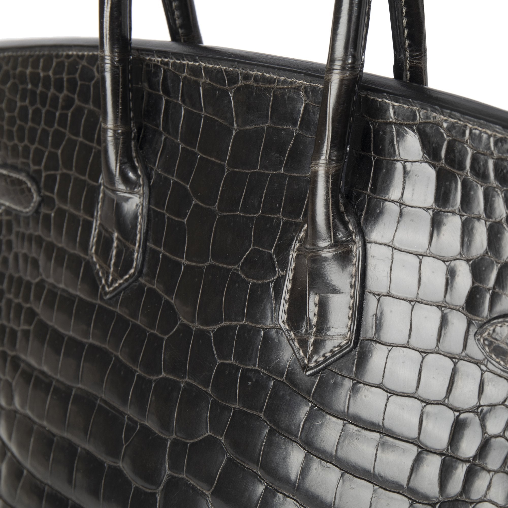 Hermes Shiny Graphite Porosus Crocodile Birkin 35