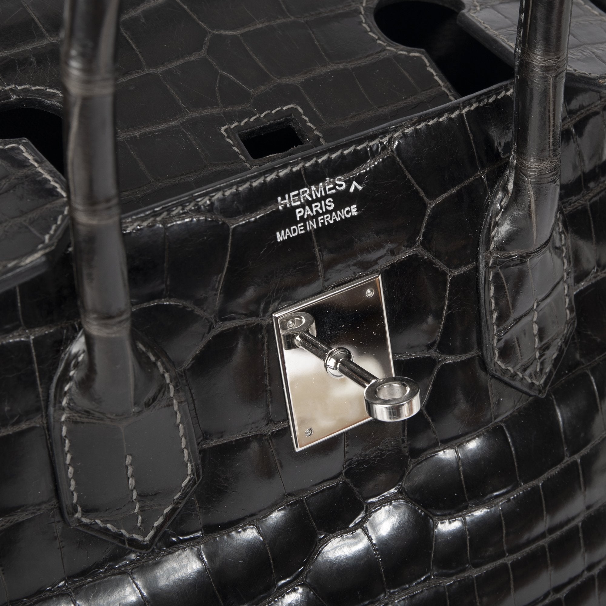 Hermes Shiny Graphite Porosus Crocodile Birkin 35