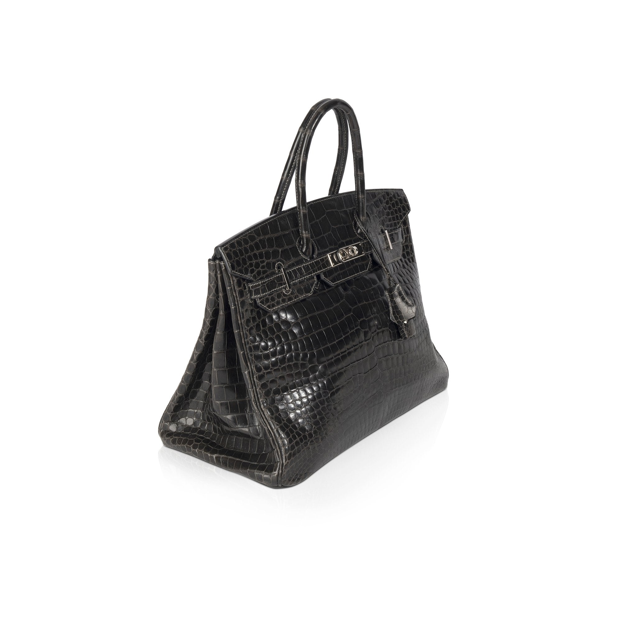 Hermes Shiny Graphite Porosus Crocodile Birkin 35