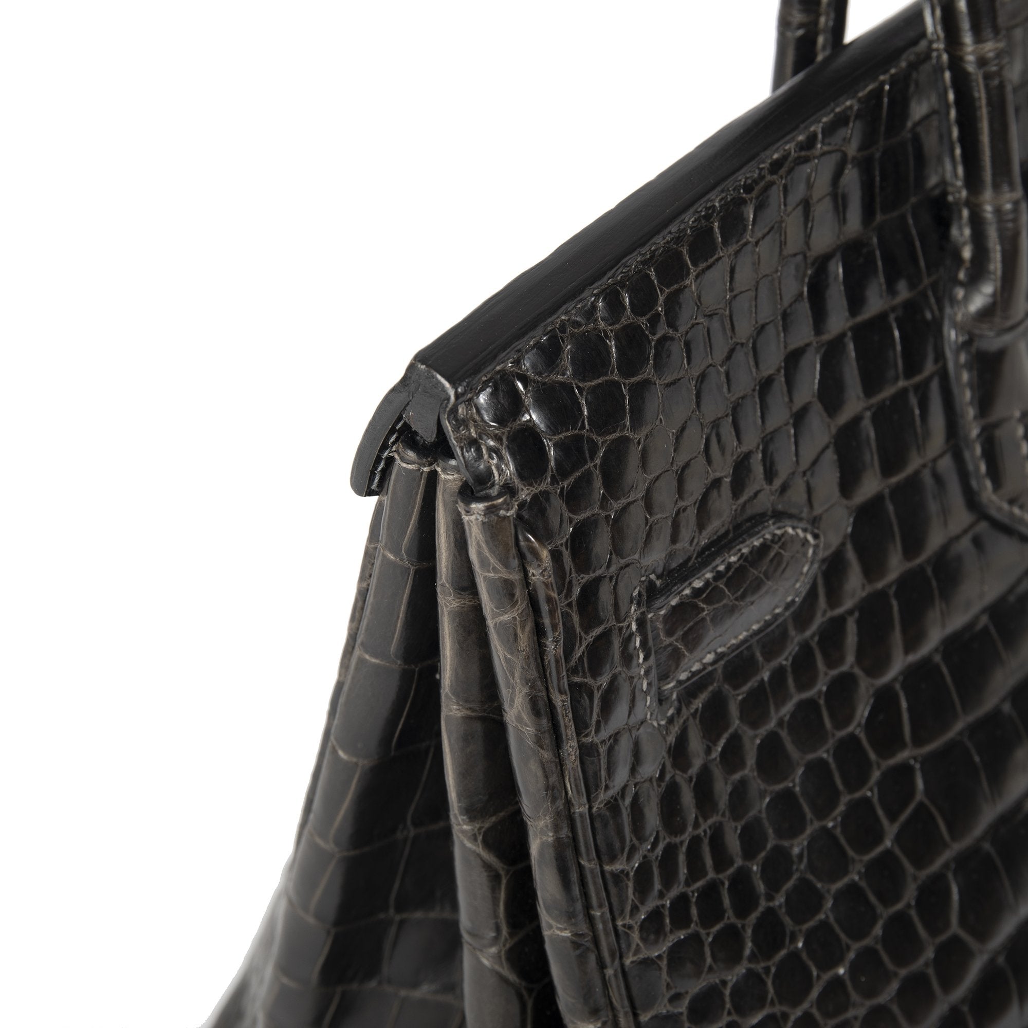Hermes Shiny Graphite Porosus Crocodile Birkin 35