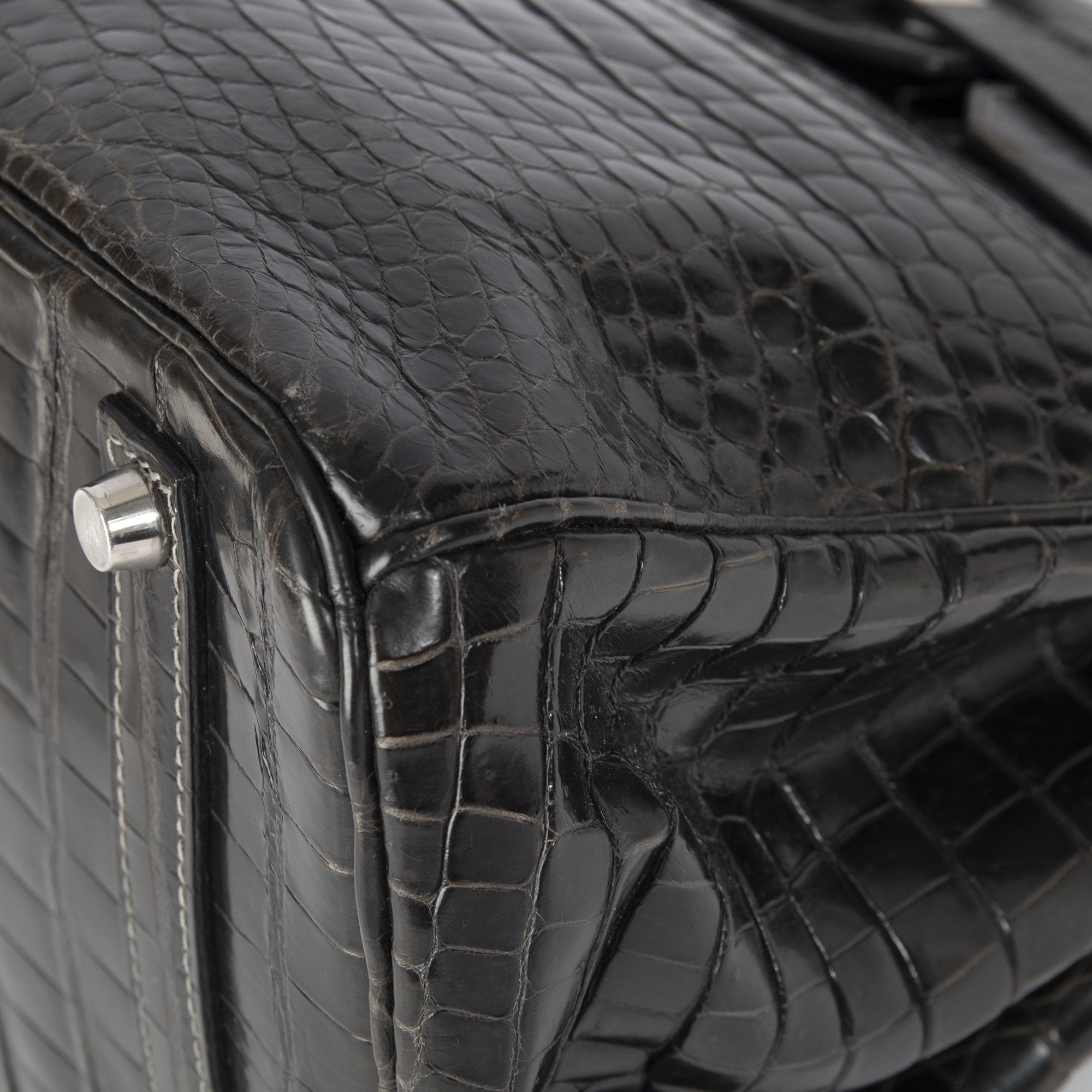 Hermes Shiny Graphite Porosus Crocodile Birkin 35