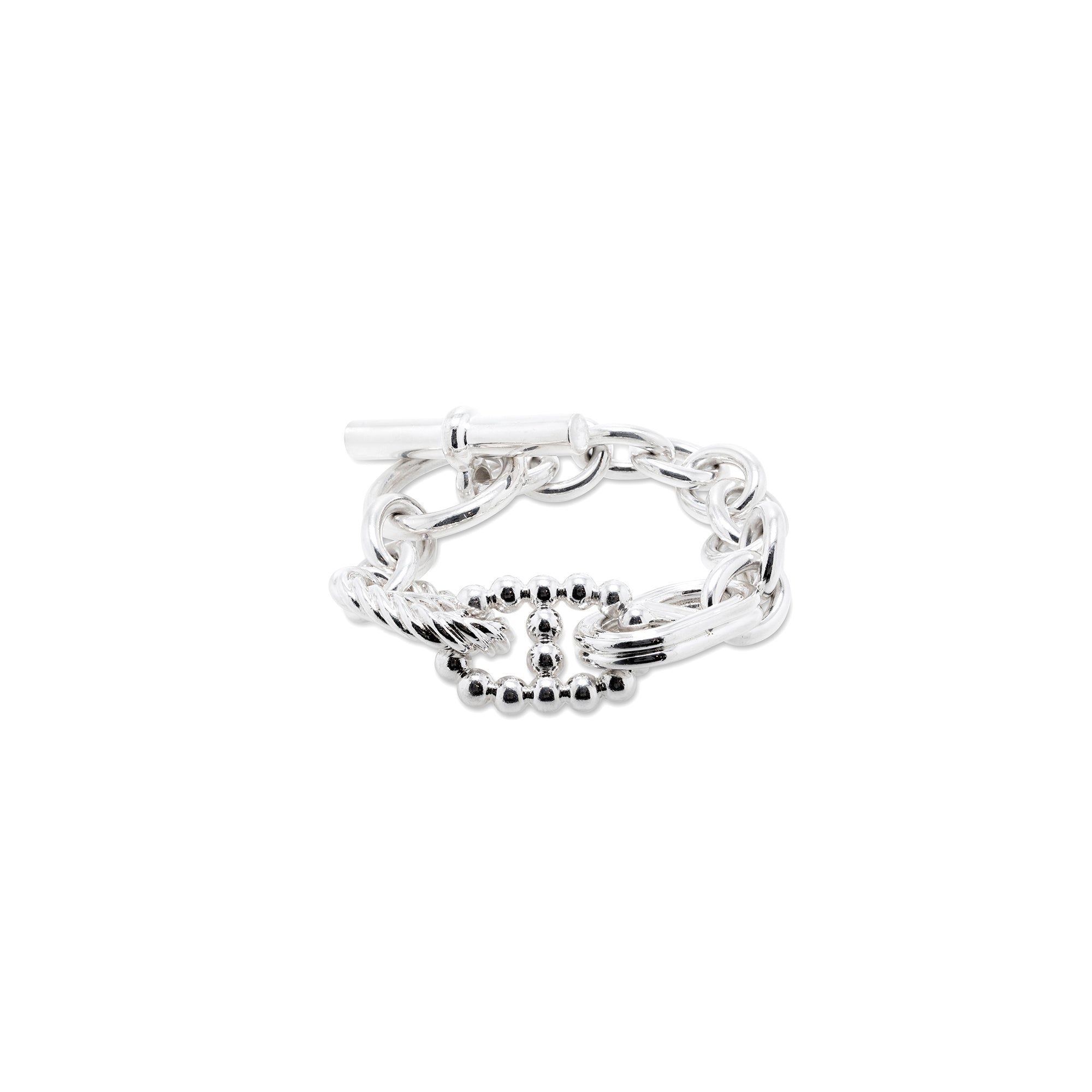 Hermes Sterling Silver Chaine D'Ancre Parade Bracelet, Very Large Model