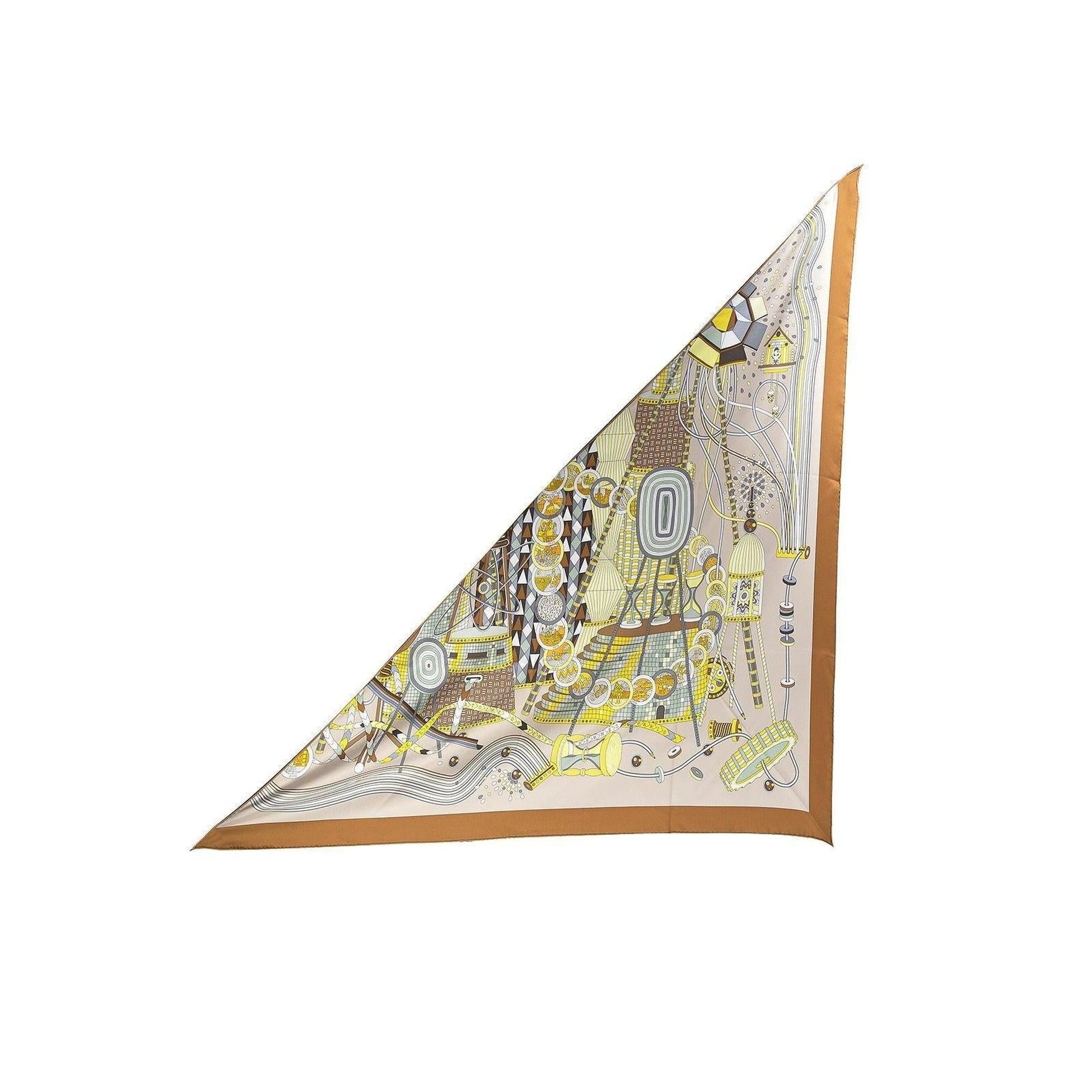 Hermes "The Laboratory of Time" Giant Triangle Scarf