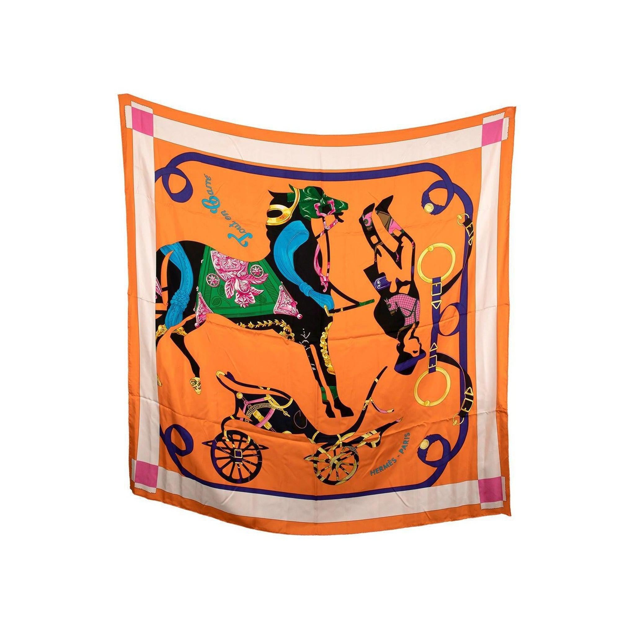 Hermes 'Tout Carre ' Silk Shawl w/ Box & Receipt