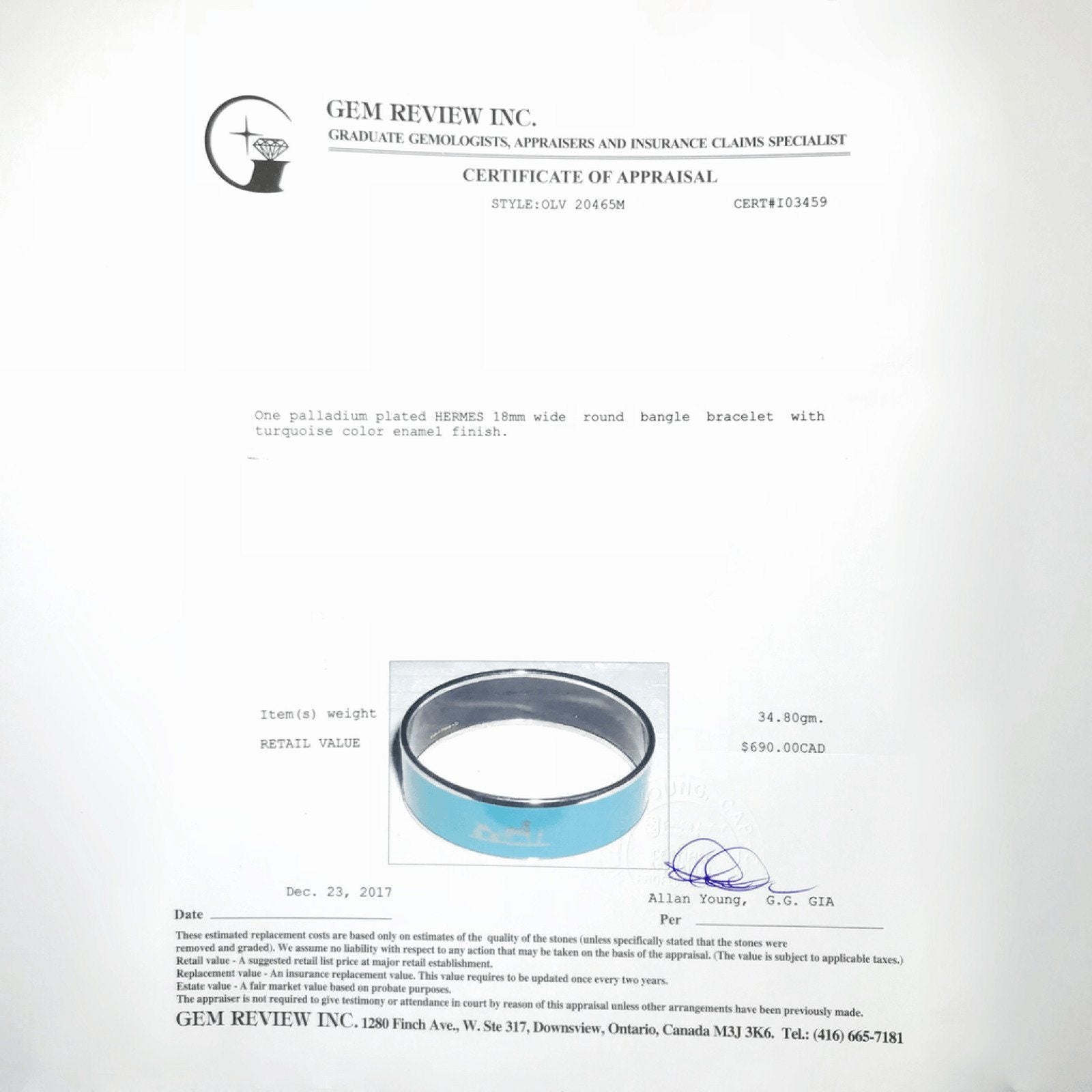 Hermes Turquoise Enamel Bracelet